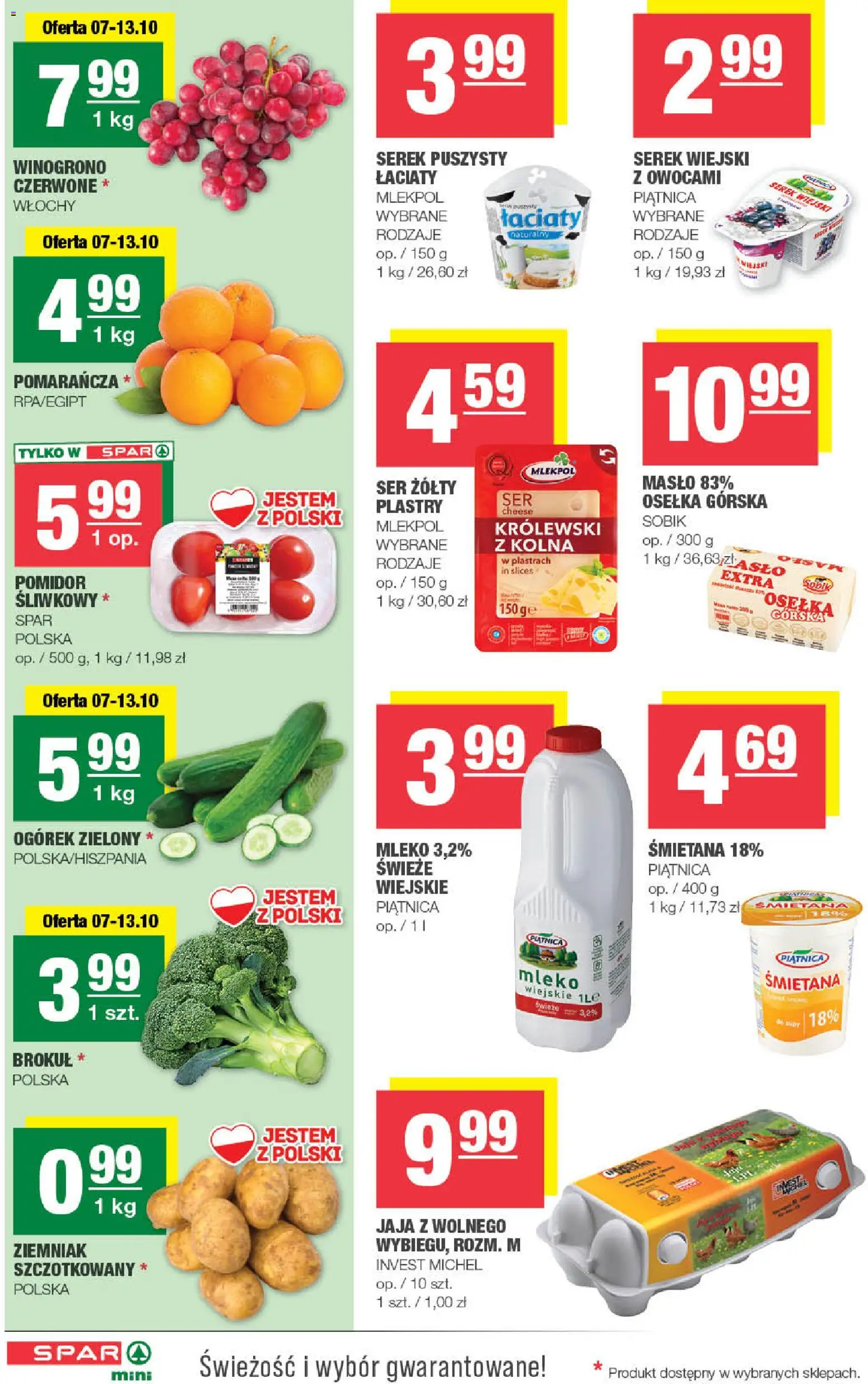 Spar gazetka - Mini od 07.10.2026 | Strona: 2 | Produkty: Brokuł, Ogórek, Serek wiejski, Śmietana