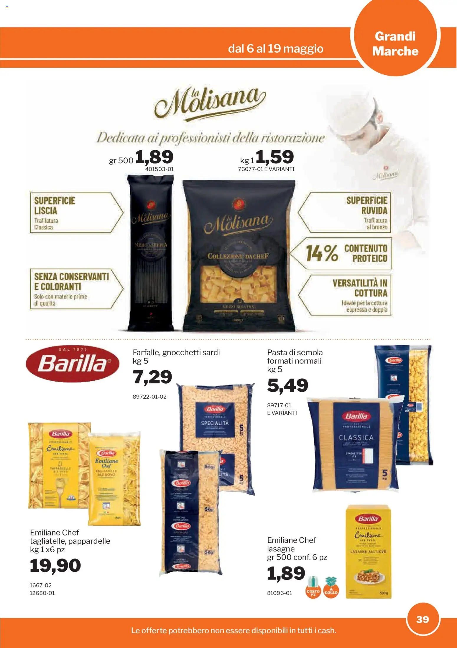 Volantino Sogegross del 06.05.2026 | Pagina: 39 | Prodotti: Tagliatelle, Pasta, Gnocchetti