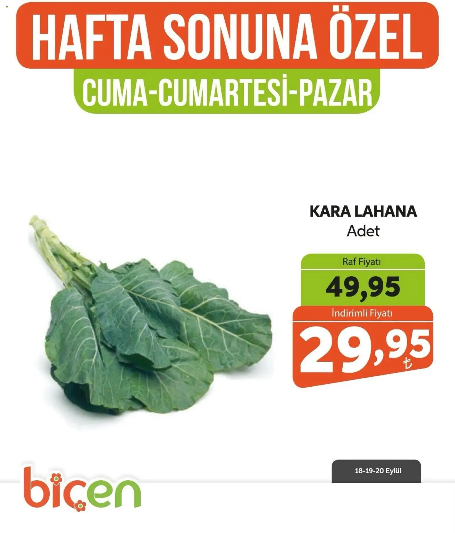 Biçen Market - Hafta Sonuna Özel - Sebze İndirimi - 18 Eylül 2026 tarihinden itibaren geçerlidir | Sayfa: 9