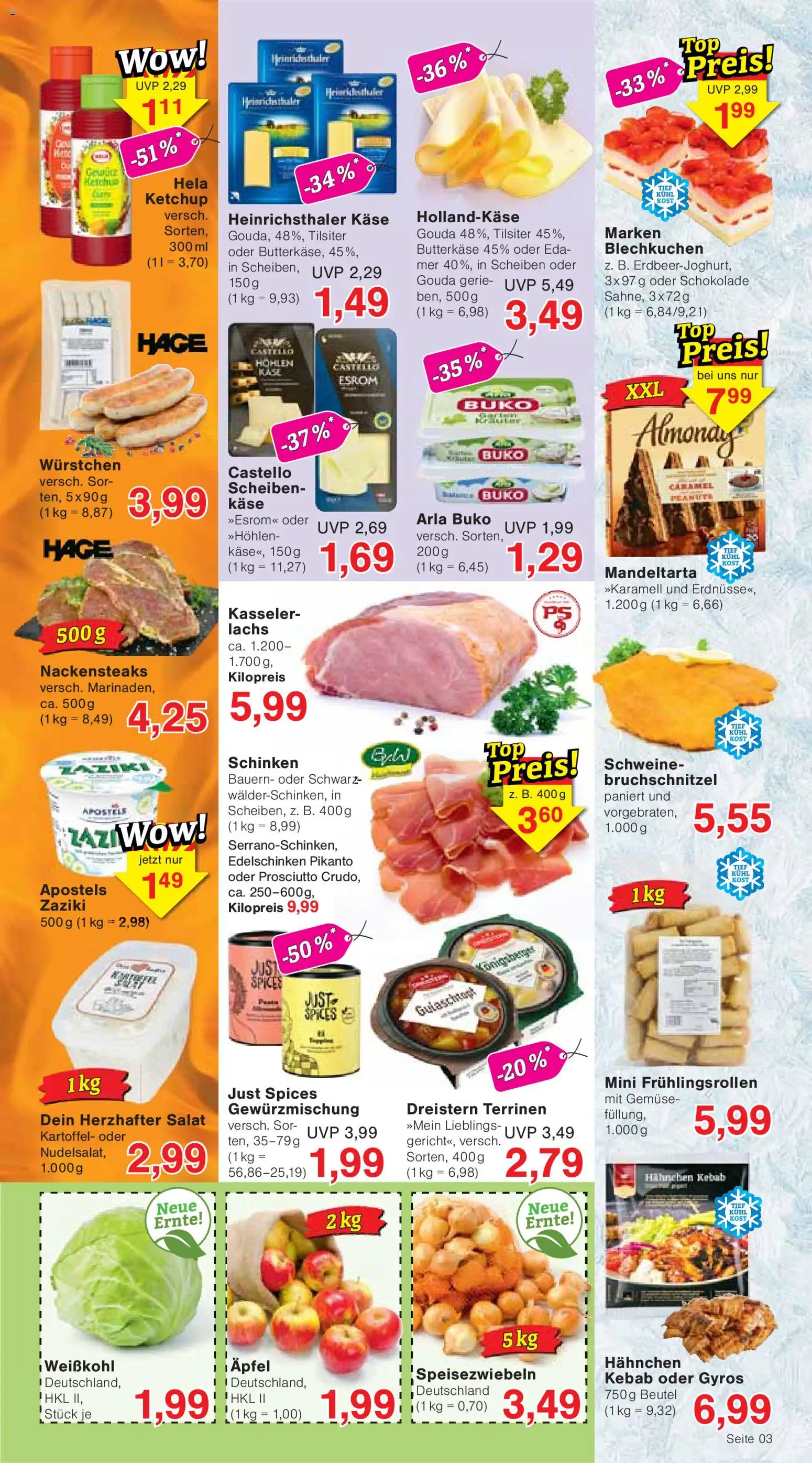 Wiglo Wunderland Prospekt – gültig ab 07.09.2026 | Seite: 3 | Produkte: Käse, Arla buko, Schinken, Ketchup