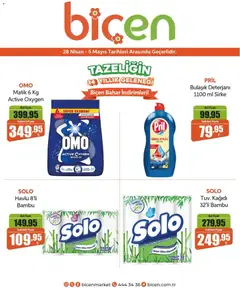 28.04.2026 tarihinden itibaren geçerli olan Biçen Market kataloğu önizlemesi | Sayfa: 4 | Ürünler: Raf, Tuvalet, Sirke, Bulaşık deterjanı