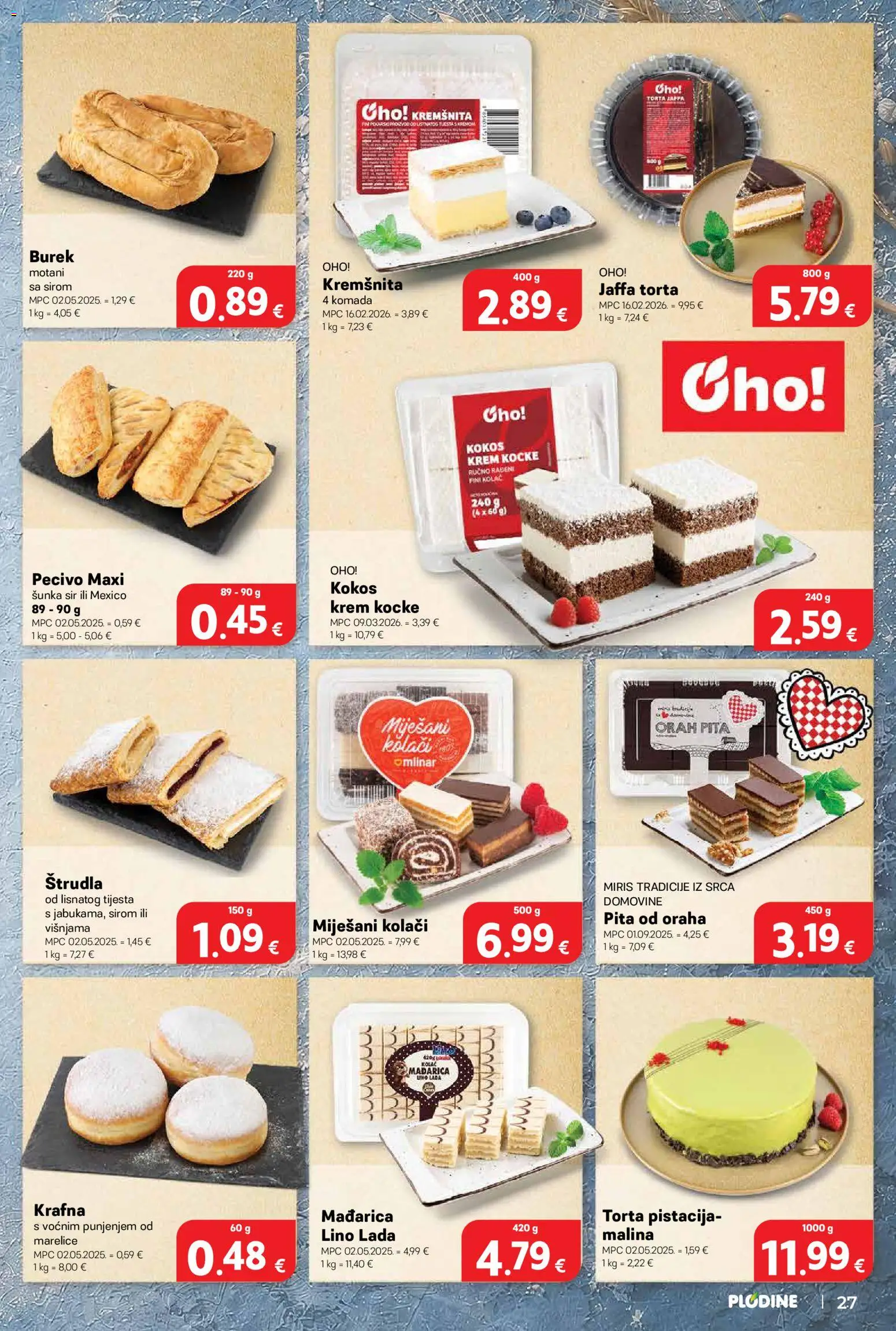 Plodine katalog | vrijedi od 18.06.2026 | Stranica: 27 | Proizvodi: Miris, Sir, Šunka, Burek
