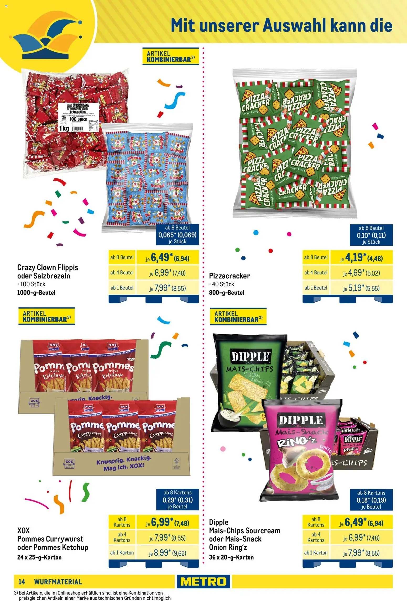 Metro Wurfmaterial Karneval – gültig ab 28.09.2026 | Seite: 14 | Produkte: Pommes, Pizza, Ketchup