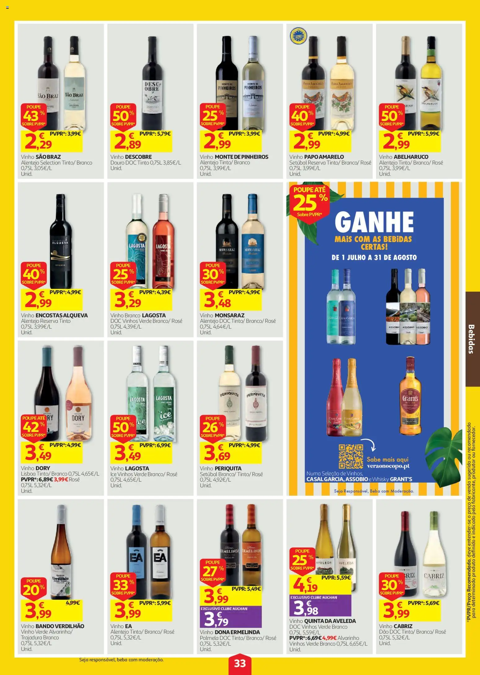 Auchan folheto │ válido de 20/08/2026 | Página: 33 | Produtos: Whisky, Whisky Grant's, Lagosta, Vinho