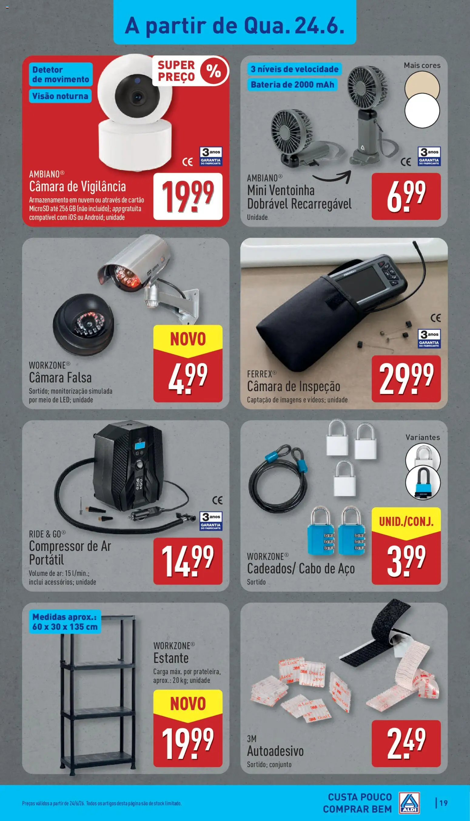 Aldi folheto │ válido de 22.06.2026 | Página: 19 | Produtos: Cabo, Compressor de ar, Bateria, Compressor