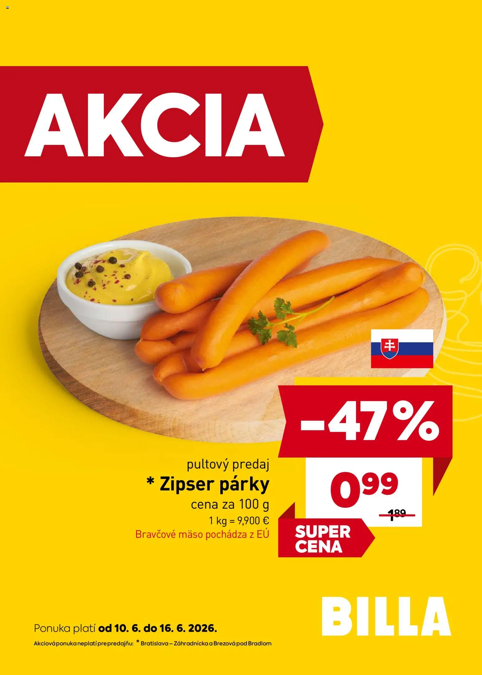 Nové Billa akcie – leták je platný od 10.06.2026 | Strana: 11 | Produkty: Bravčové mäso, Párky