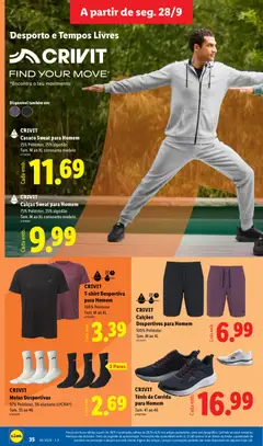 Pré-visualização CRIVIT Calções Desportivos para Homem, 100% Poliéster. Tam. M ao XL. válido de 28/09/2026 | Página: 35 | Produtos: Casaco, Sweatshirt, Calças, Calções