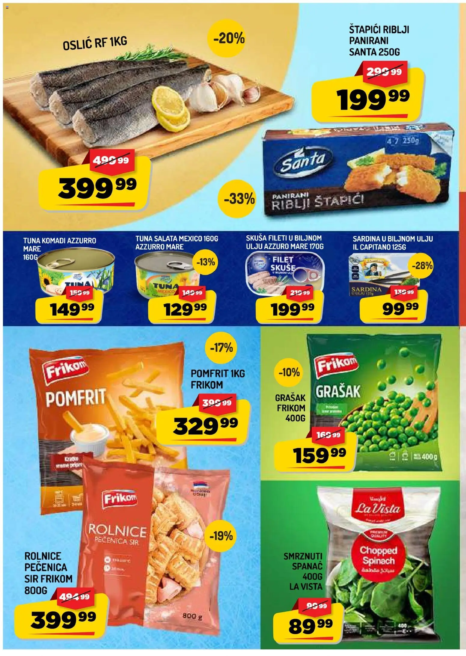 Aman katalog - važi od 02.10.2026 | Strana: 4 | Proizvode: Spanać, Tuna, Riblji štapići, Filet