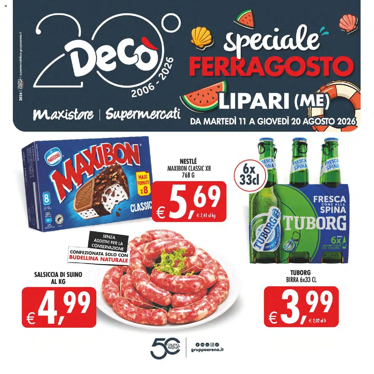 Volantino Decò del 11/08/2026 | Pagina: 1 | Prodotti: Birra, Suino, Salsiccia