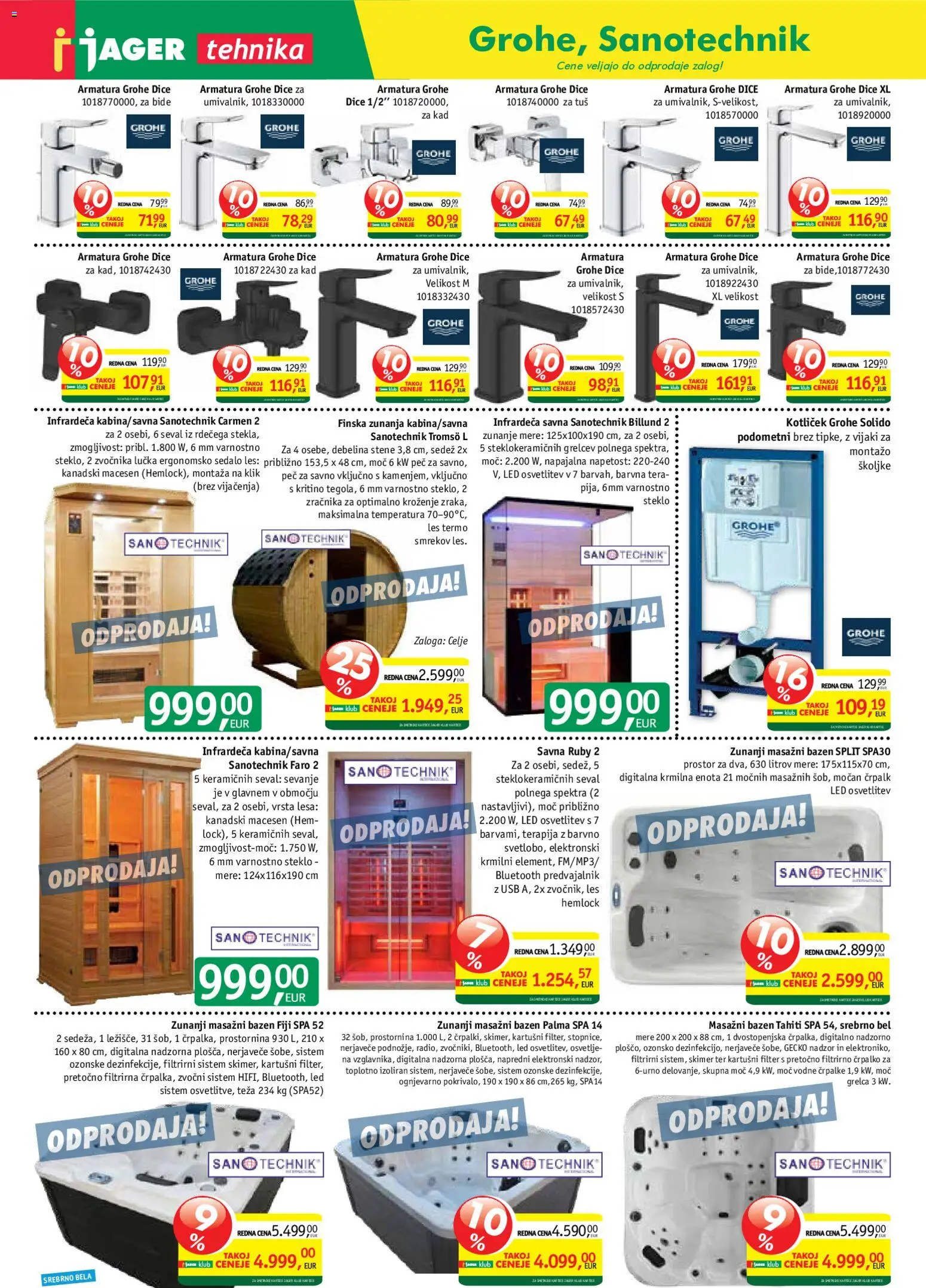 Novi Jager katalog ponudbe – veljaven od 02.09.2026 | Stran: 10 | Izdelki: Školjke, Usb, Teza, Masažni bazen