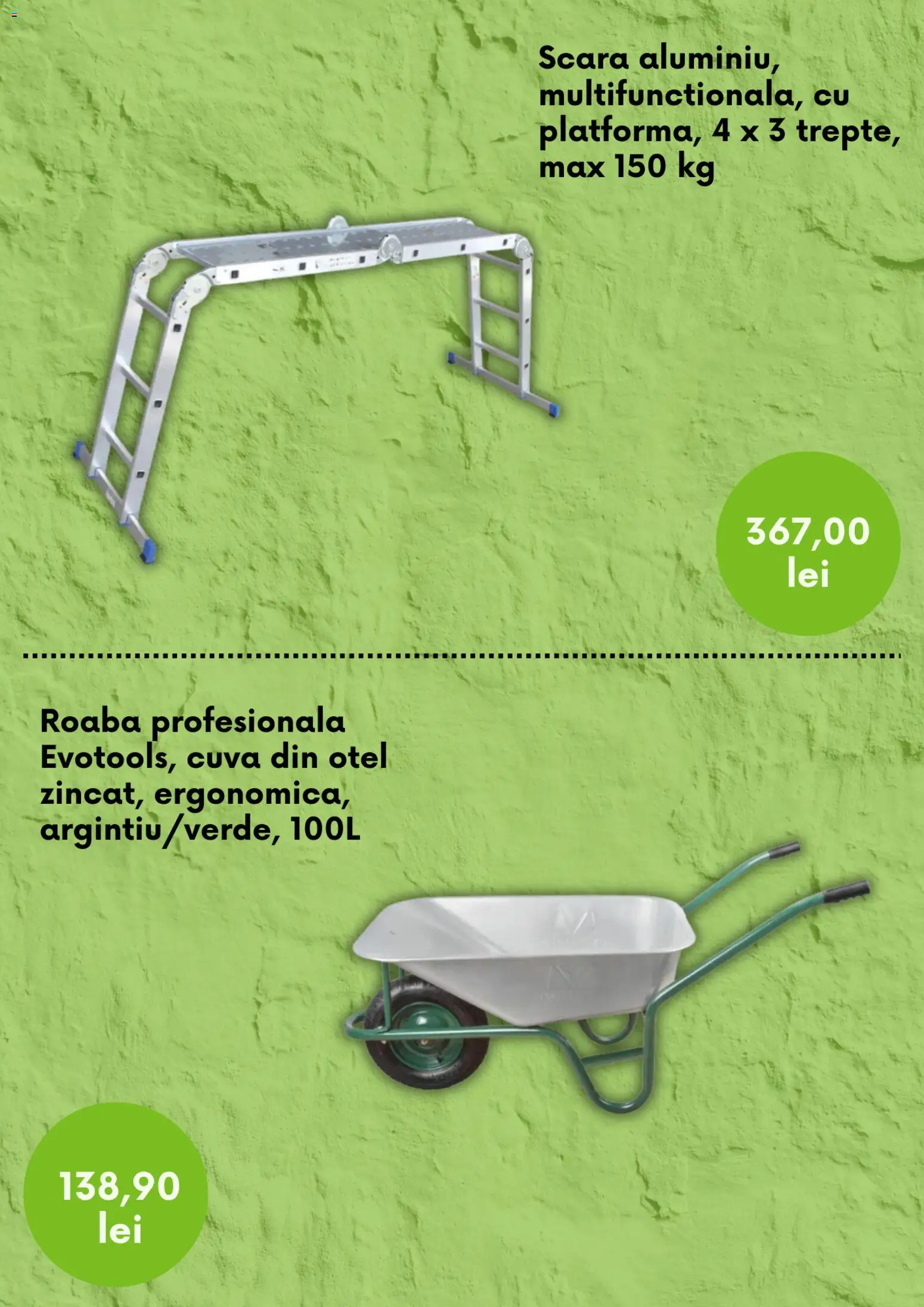 Noul catalog Leroy Merlin – valabil de la 14.08.2026 | Pagină: 2 | Produse: Scară, Roabă