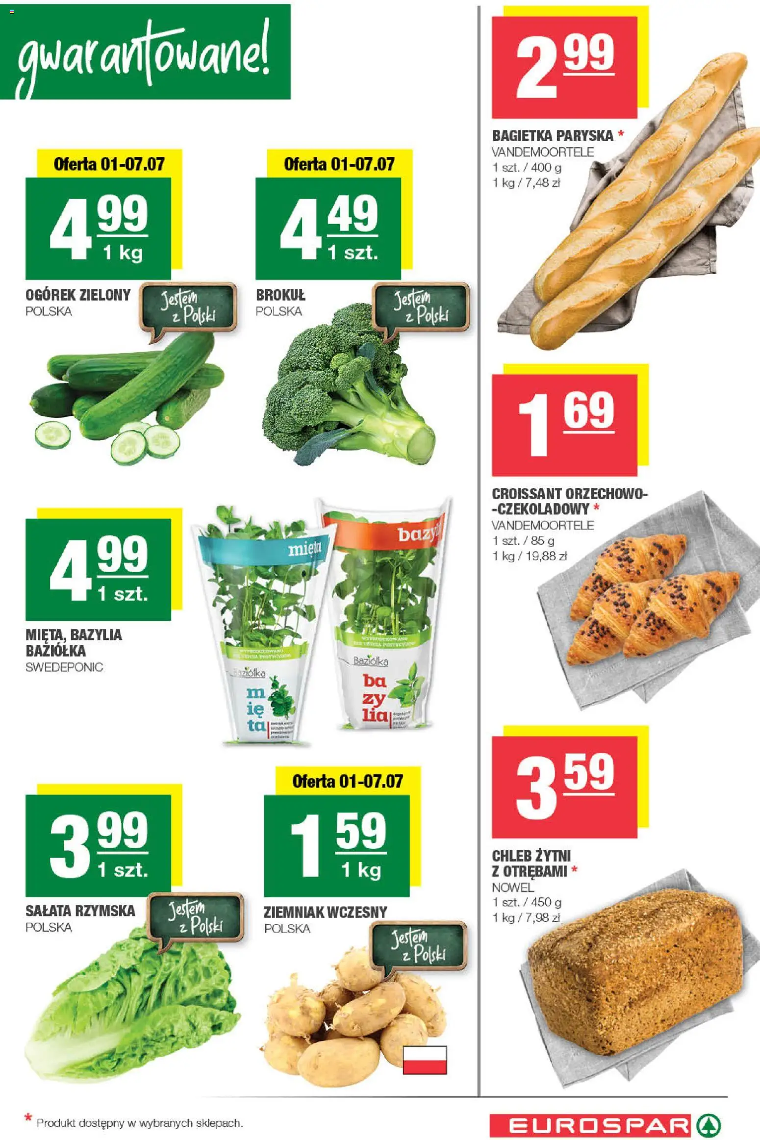 Spar gazetka - Eurospar od 01.07.2026 | Strona: 3 | Produkty: Brokuł, Bazylia, Bagietka, Chleb