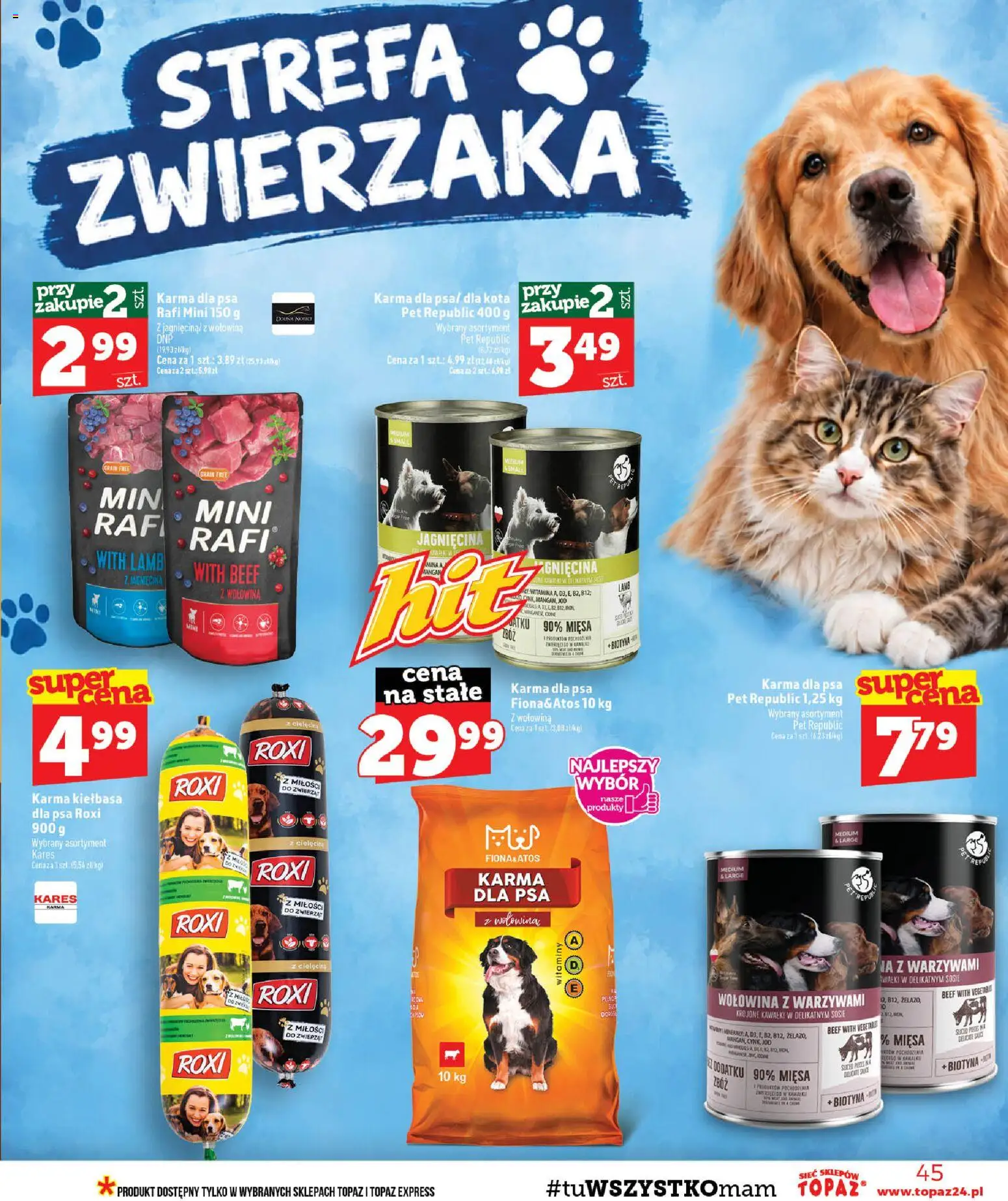 Topaz gazetka od 24.09.2026 | Strona: 45 | Produkty: Jagnięcina, Karma dla psa, Wołowina, Karma