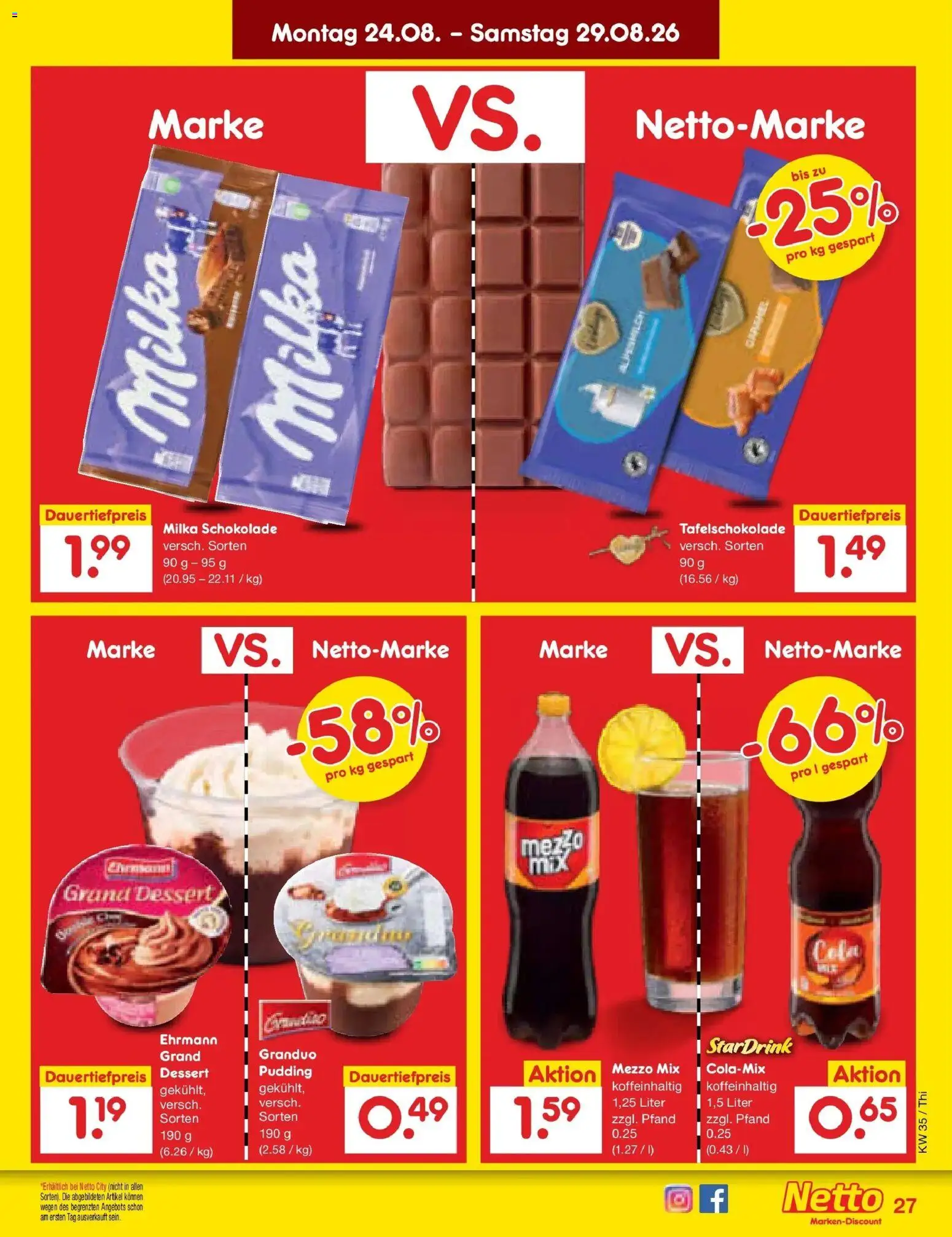 Netto Marken-Discount Prospekt Thiendorf – gültig ab 24.08.2026 | Seite: 39 | Produkte: Schokolade, Milka schokolade, Milka, Pudding