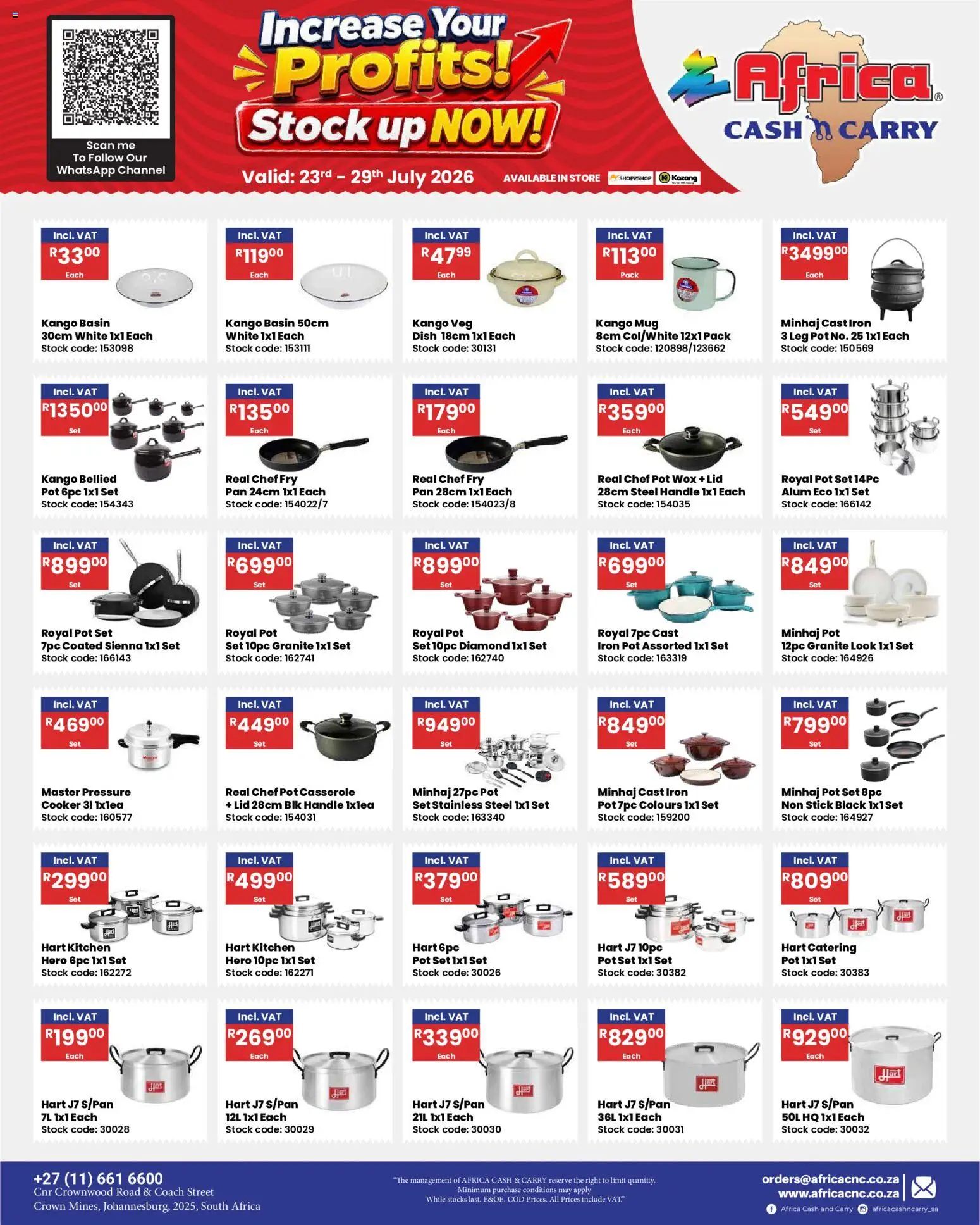 New Africa Cash & Carry catalogue – valid from 23/07/2026 | Page: 43 | Products: Cooker, Mug, Basin, Stock