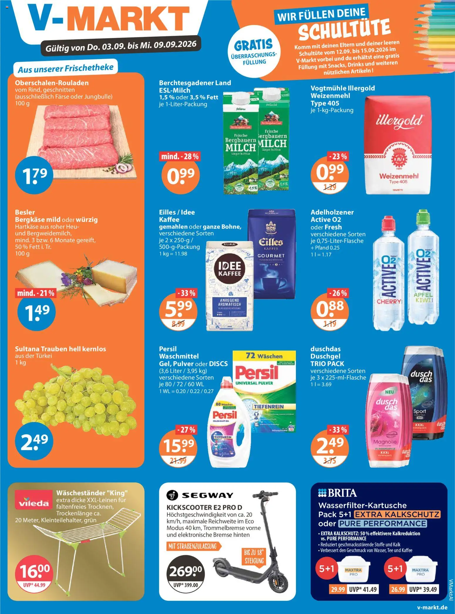 V-Markt Angebote – gültig ab 03.09.2026 | Seite: 1 | Produkte: Trauben, Kaffee, Waschmittel, Persil