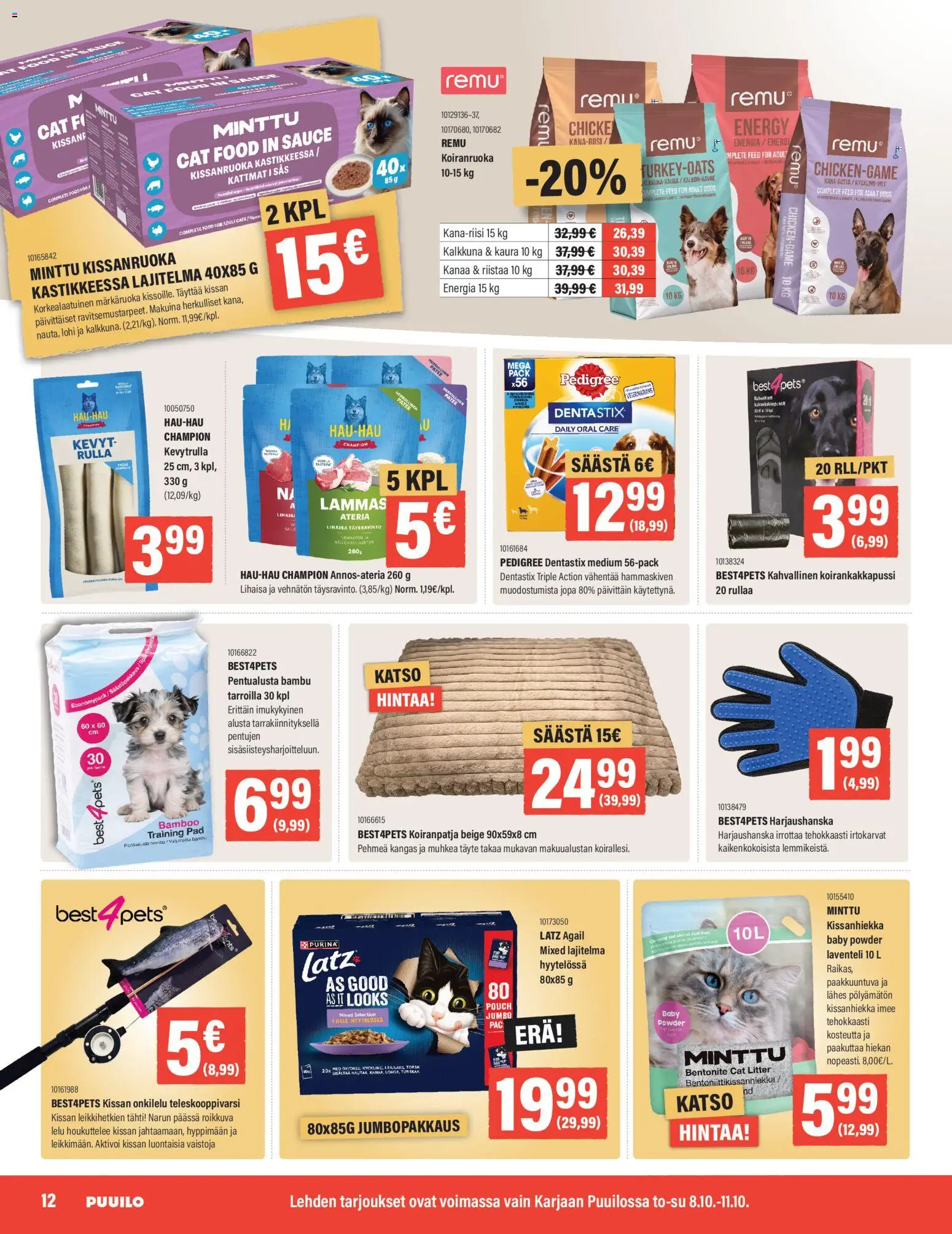 Puuilo - Puuilo - Puuilo Raasepori-Karjaa Avajaislehti digi – voimassa 08/10/2026 alkaen | Sivu: 12 | Tuotteet: Minttu, Kangas, Kissanruoka, Kalkkuna