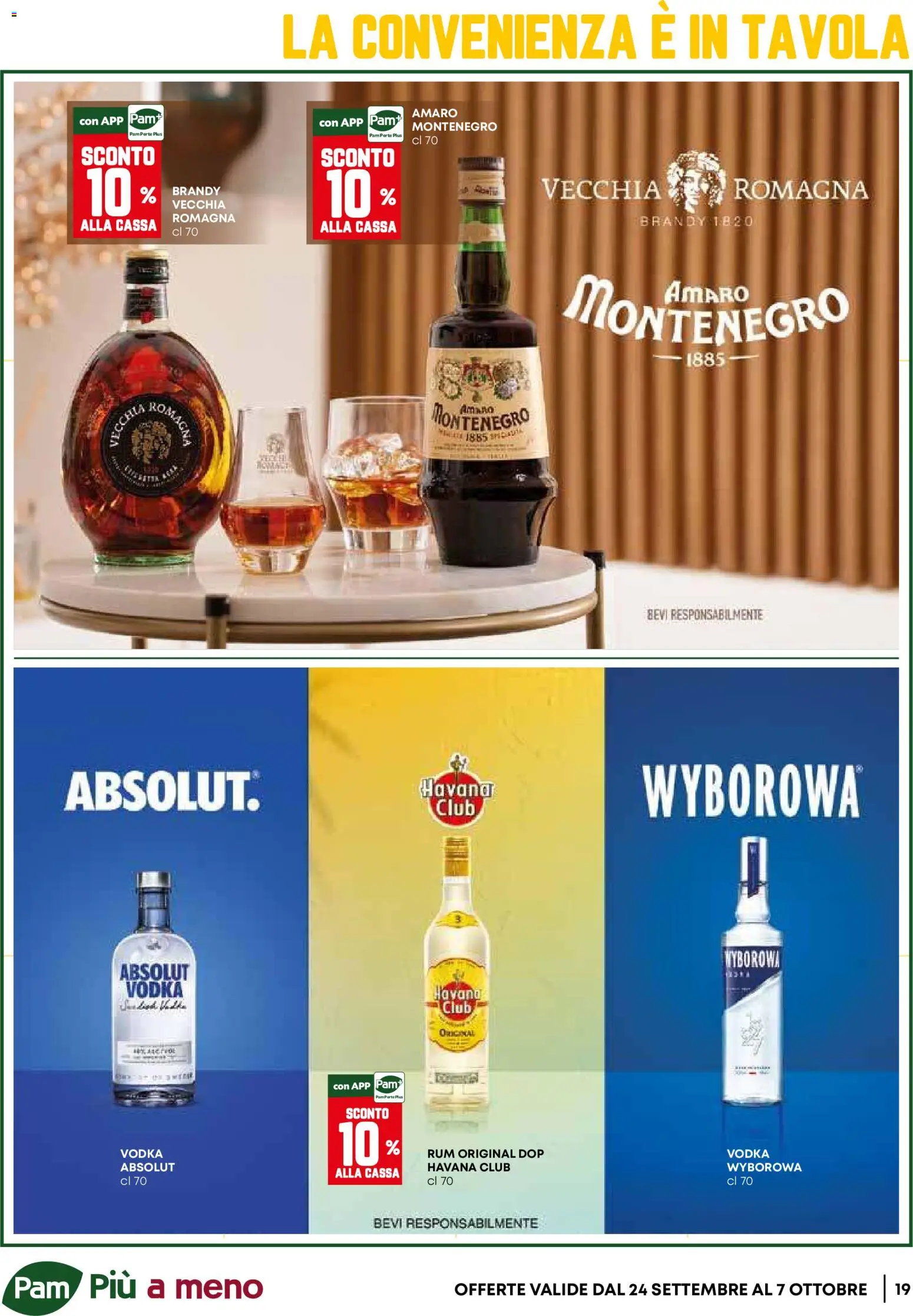 Volantino PAM del 24/09/2026 | Pagina: 19 | Prodotti: Vodka Absolut, Rum, Havana Club, Amaro