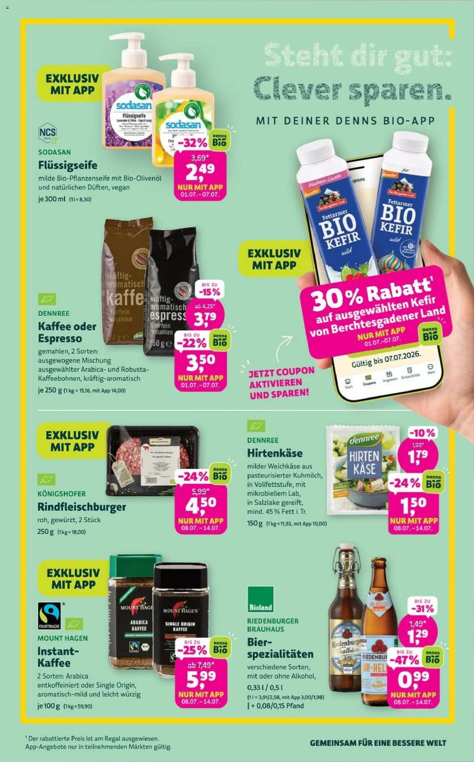 BioMarkt Prospekt – gültig ab 01.07.2026 | Seite: 3 | Produkte: Kefir, Käse, Kaffee, Bier