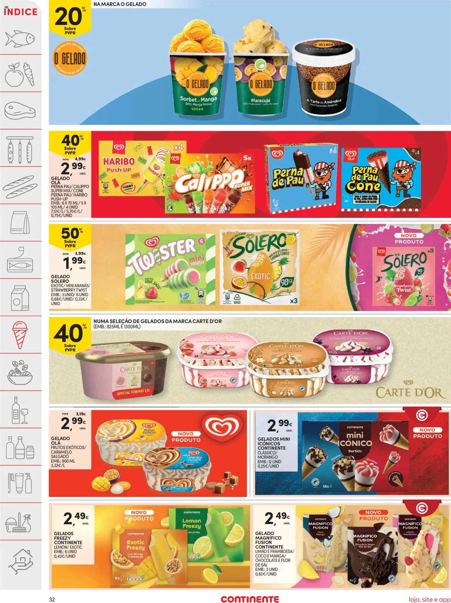 Continente folheto │ válido de 18/08/2026 | Página: 32 | Produtos: Manga, Sal, Gelado, Tarte