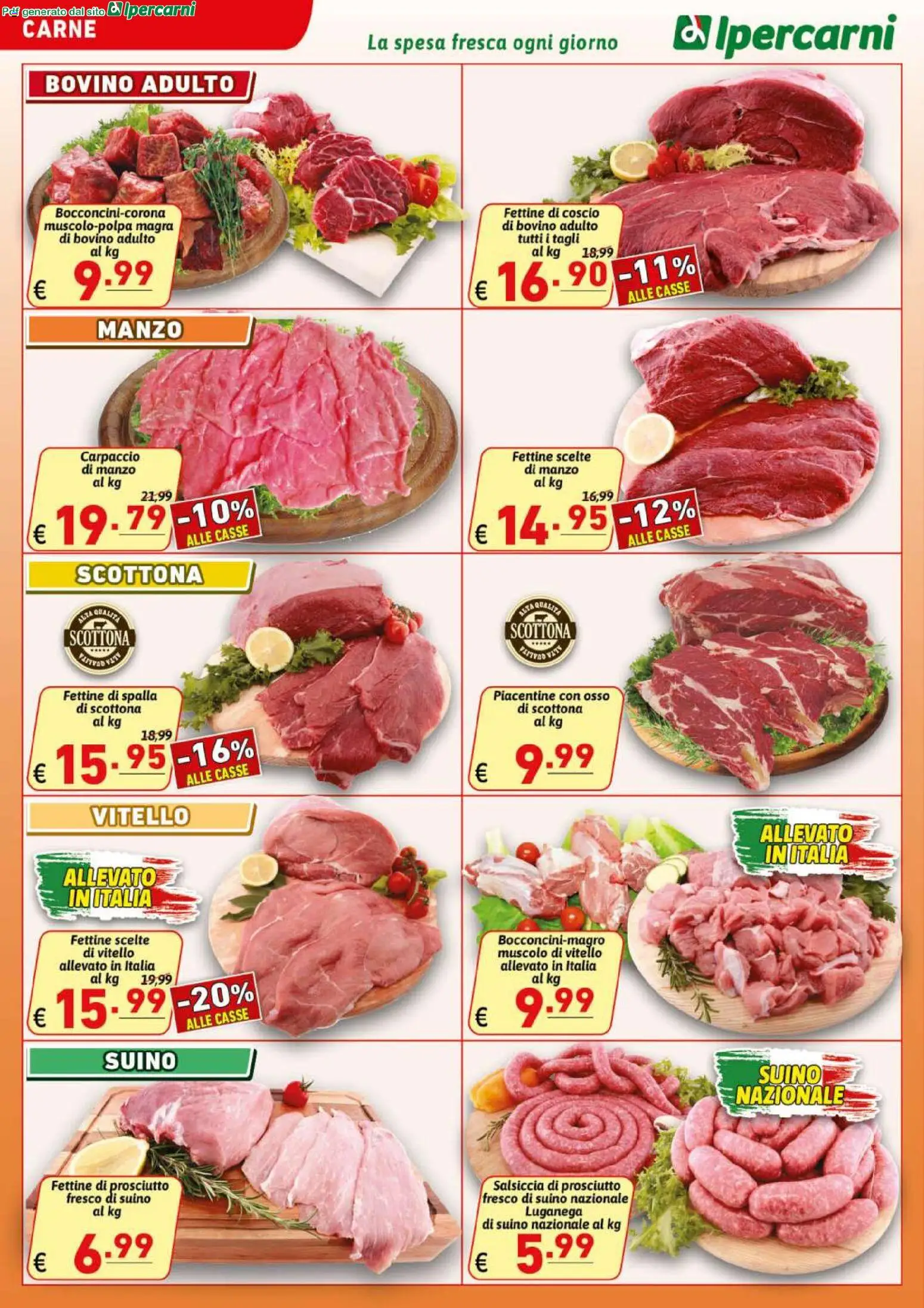 Volantino Ipercarni del 21/08/2026 | Pagina: 2 | Prodotti: Carpaccio, Spalla, Salsiccia, Carne