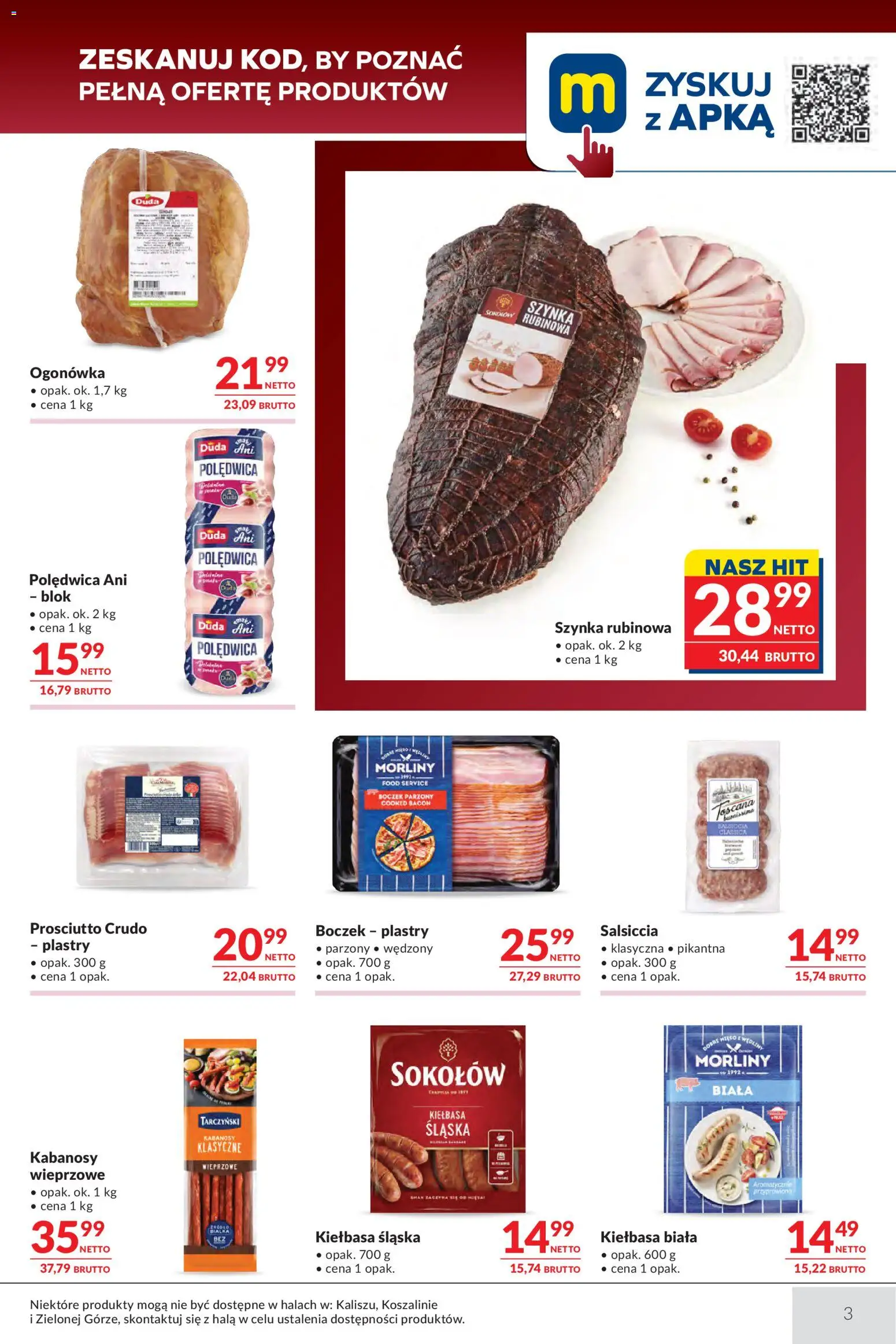 Makro gazetka - Oferta dla gastronomii od 09.06.2026 | Strona: 3 | Produkty: Kiełbasa, Szynka, Kiełbasa śląska, Boczek