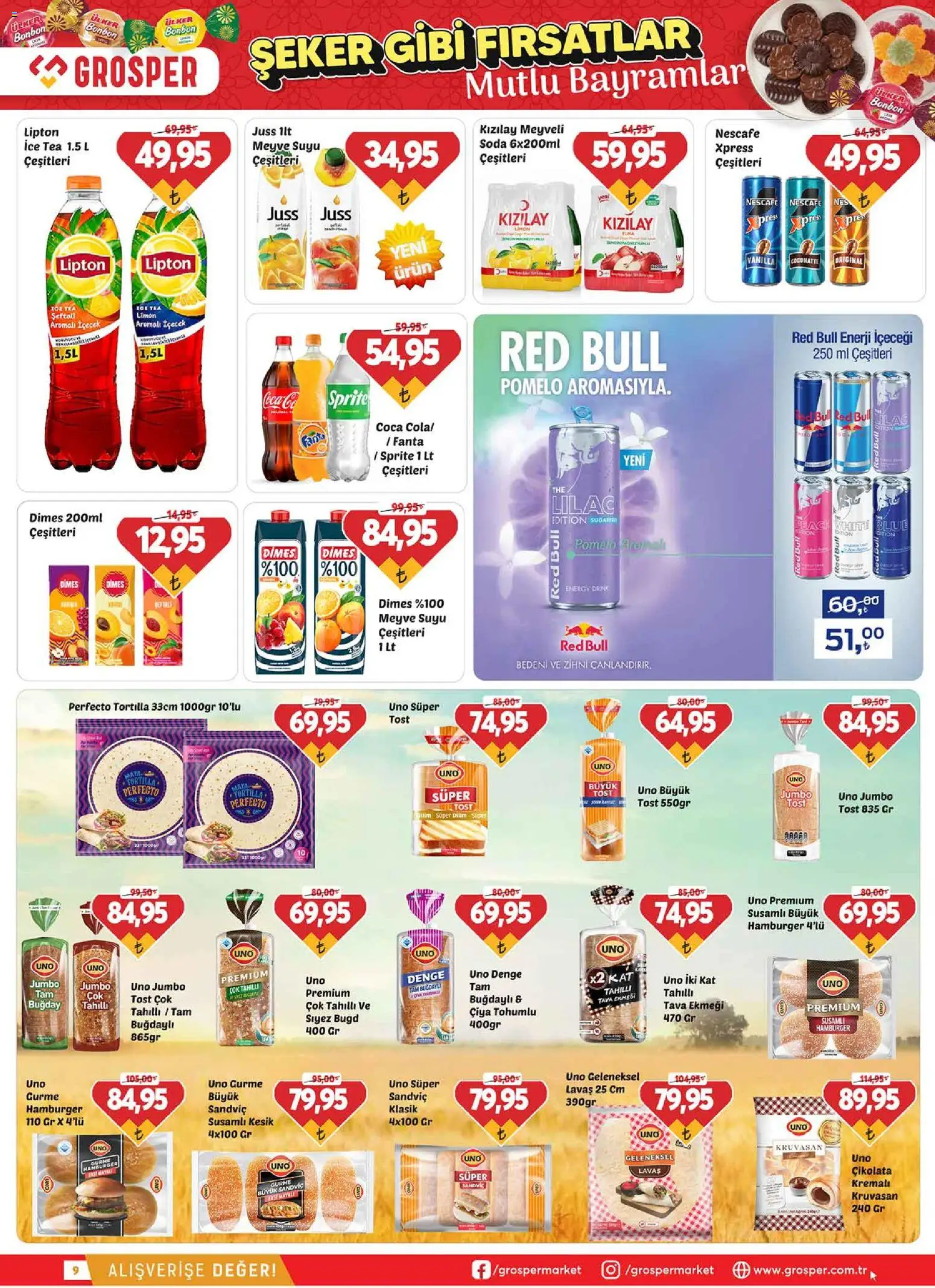 Grosper Katalog - 13.03.2026 tarihinden itibaren geçerlidir | Sayfa: 9 | Ürünler: Meyve suyu, Şeker, Şeftali, Sprite