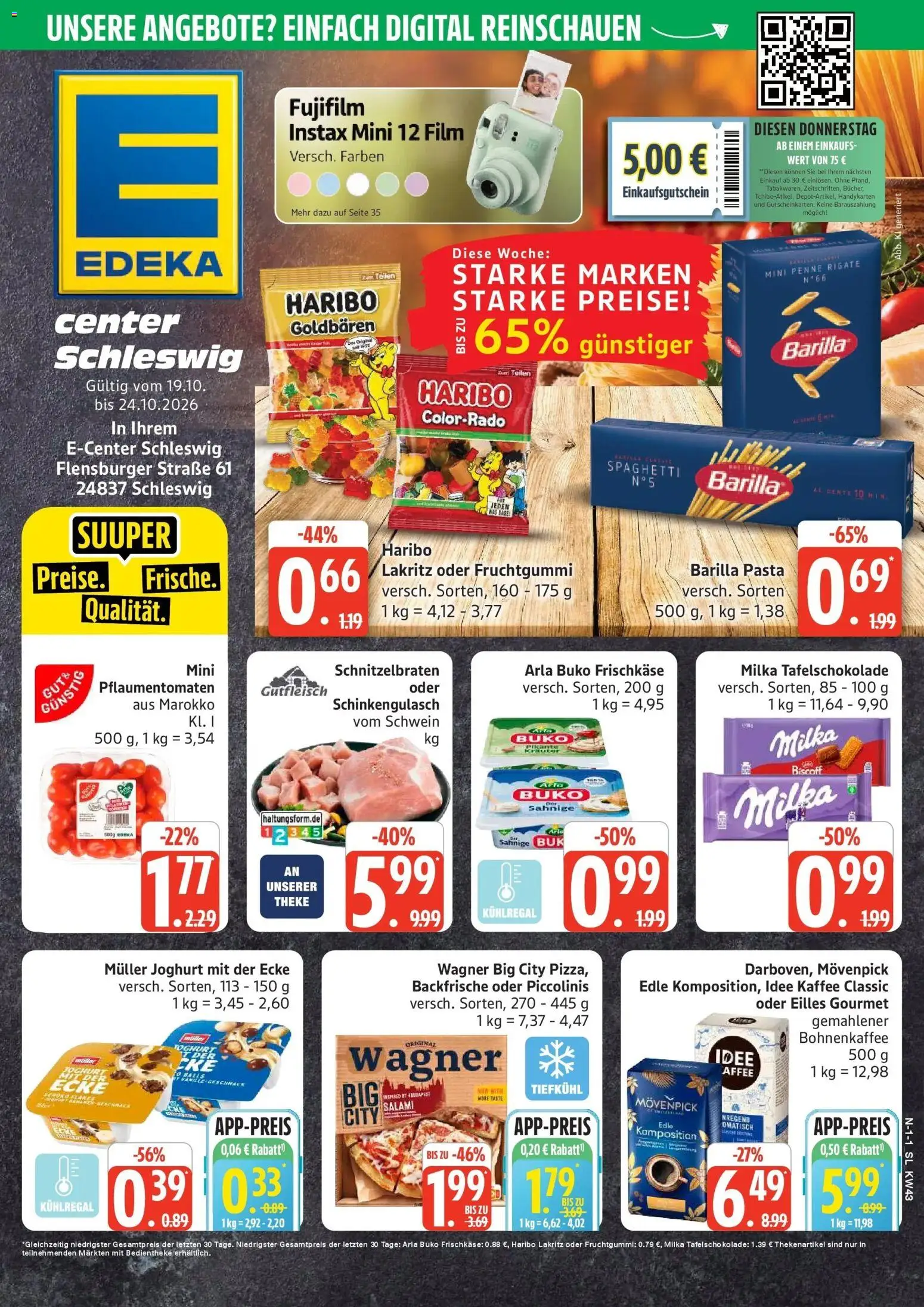 Edeka Prospekt Schleswig (ab 19.10.2026) » Angebote Online | Seite: 1 | Produkte: Joghurt, Kaffee, Spaghetti, Arla buko