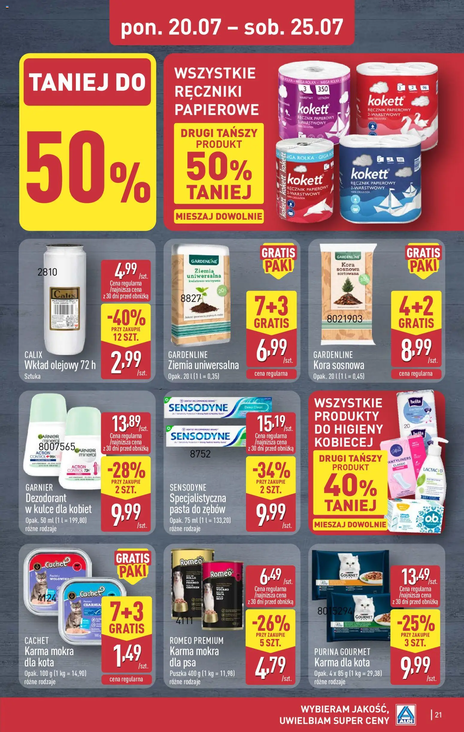 Aldi Polsko leták od 20.07.2026 | Strana: 21 | Produkty: Gourmet, Purina, Lactacyd