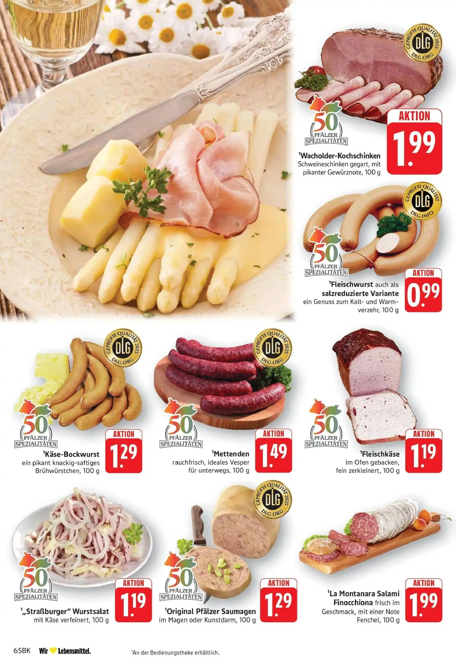 Edeka prospekt Pirmasens – gültig ab 08.06.2026 | Seite: 6 | Produkte: Bockwurst, Ofen, Käse, Salami