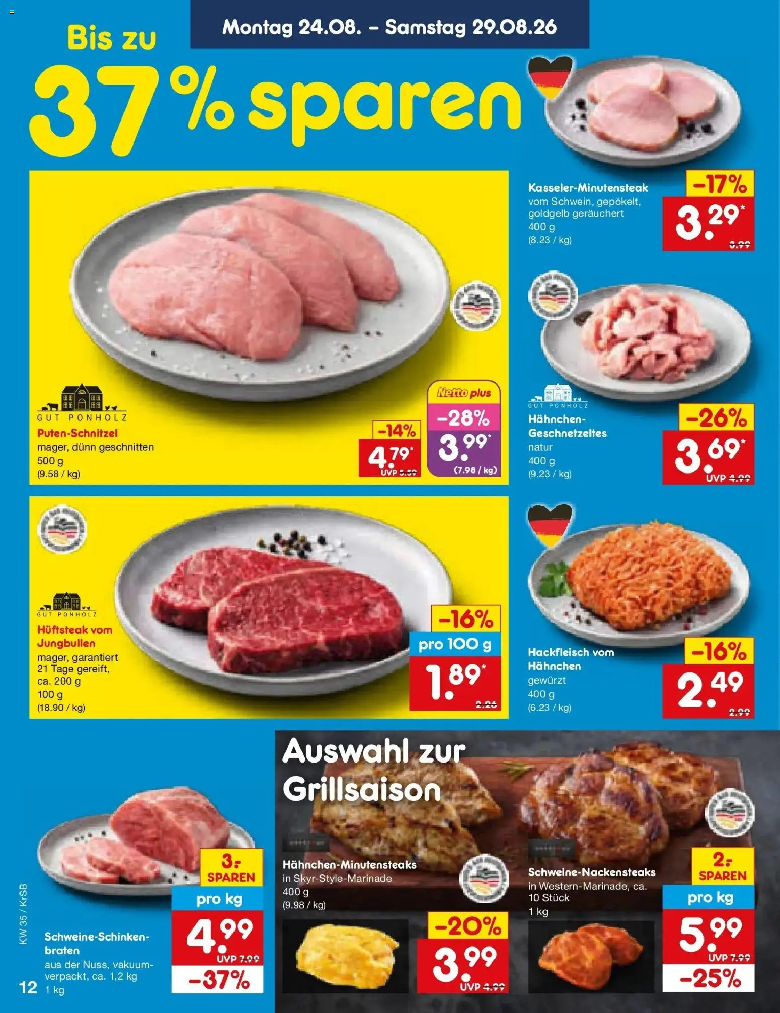 Netto Marken-Discount Prospekt Baesweiler – gültig ab 24.08.2026 | Seite: 18 | Produkte: Hahnchen, Putenschnitzel, Hackfleisch