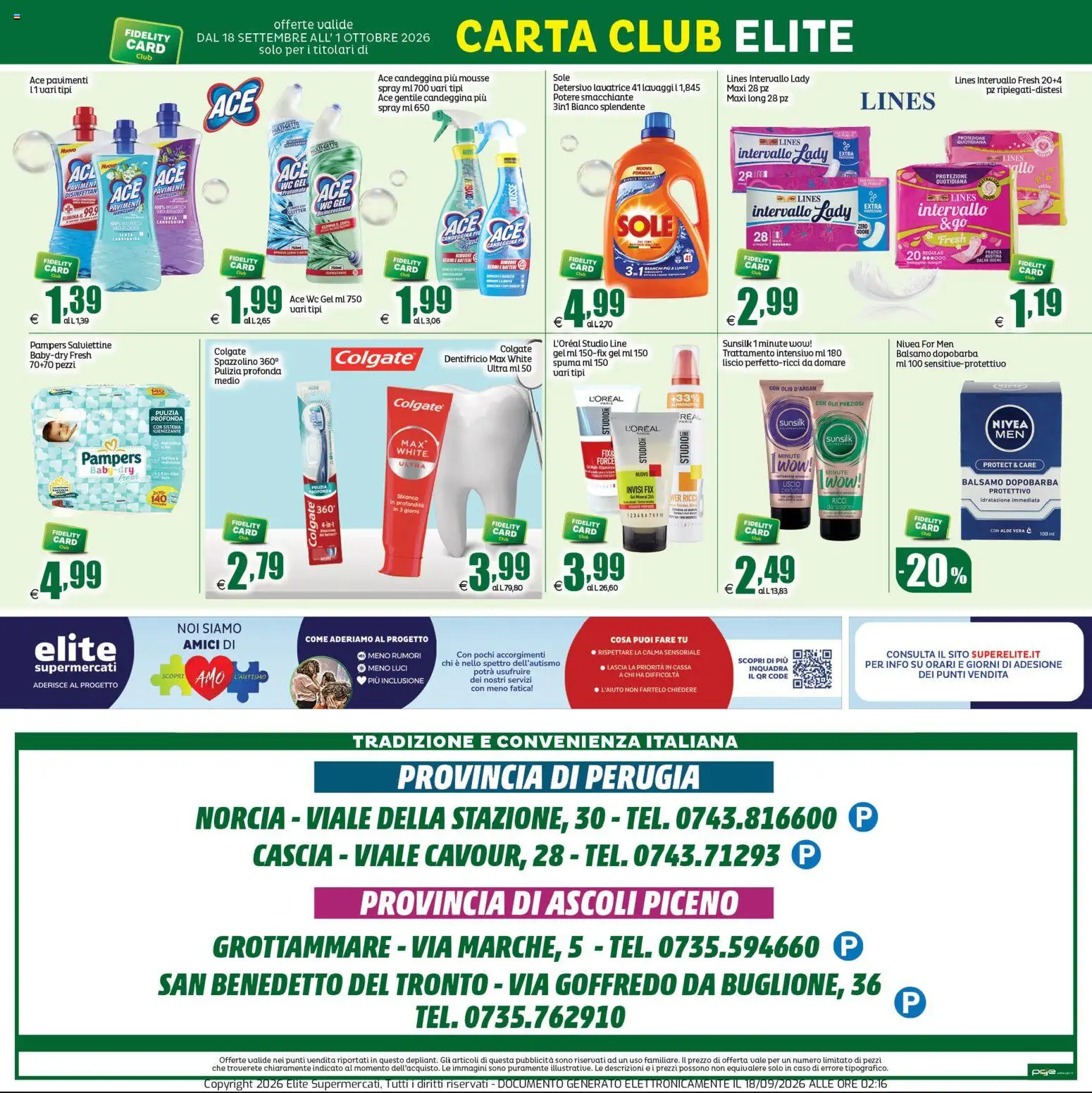 Volantino Elite Supermercati del 18/09/2026 | Pagina: 20 | Prodotti: Balsamo, Candeggina, Aloe vera, WC