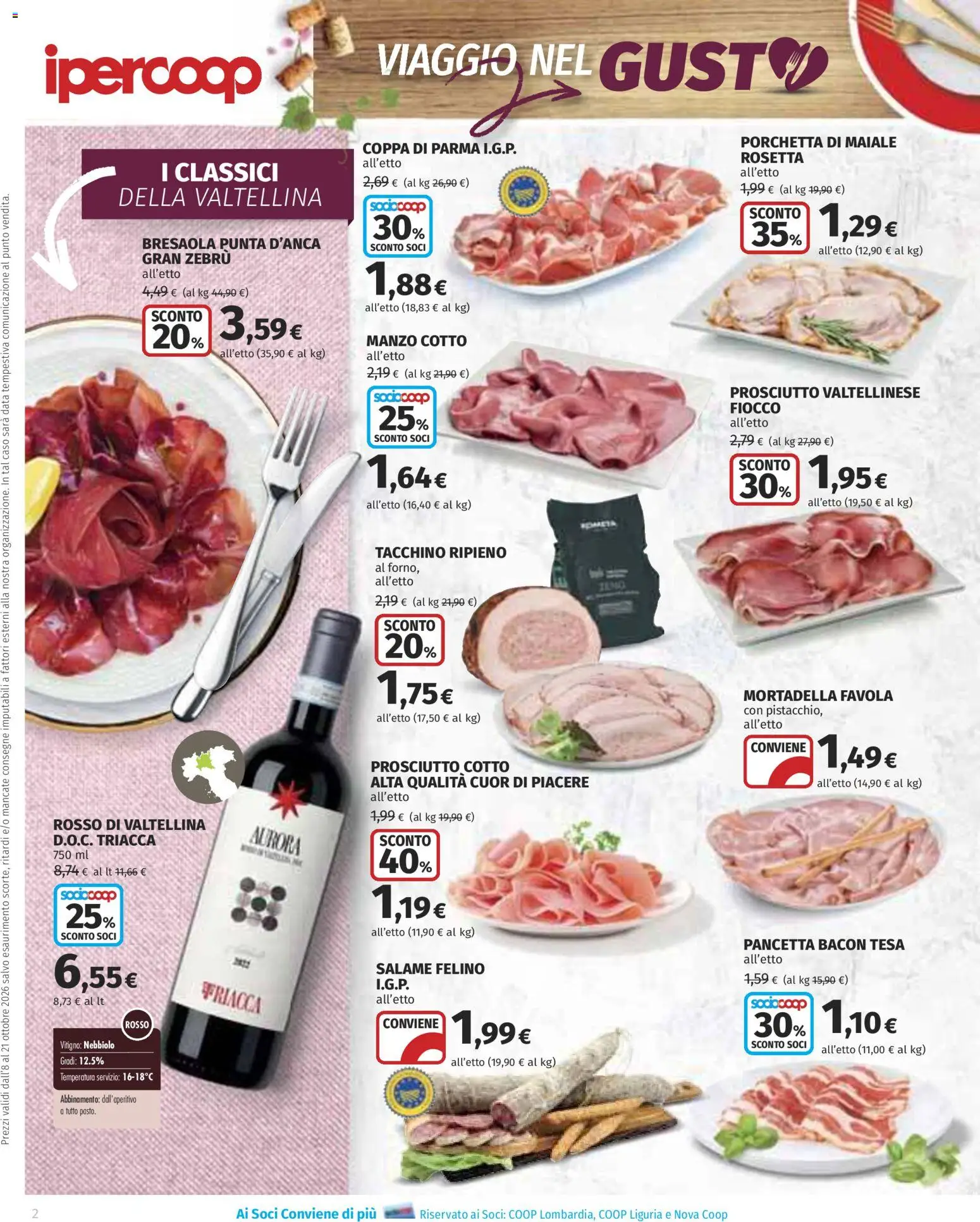 Volantino Ipercoop del 08/10/2026 | Pagina: 2 | Prodotti: Porchetta, Salame, Maiale, Tacchino