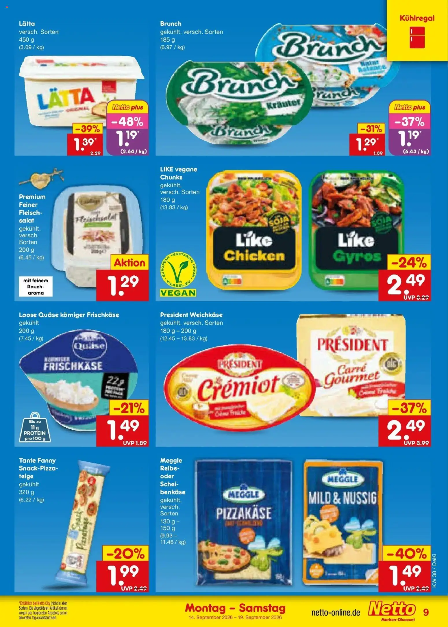 Netto Marken-Discount Prospekt Mistelbach – gültig ab 14.09.2026 | Seite: 11 | Produkte: Gyros, Lätta, Salat, Frischkase