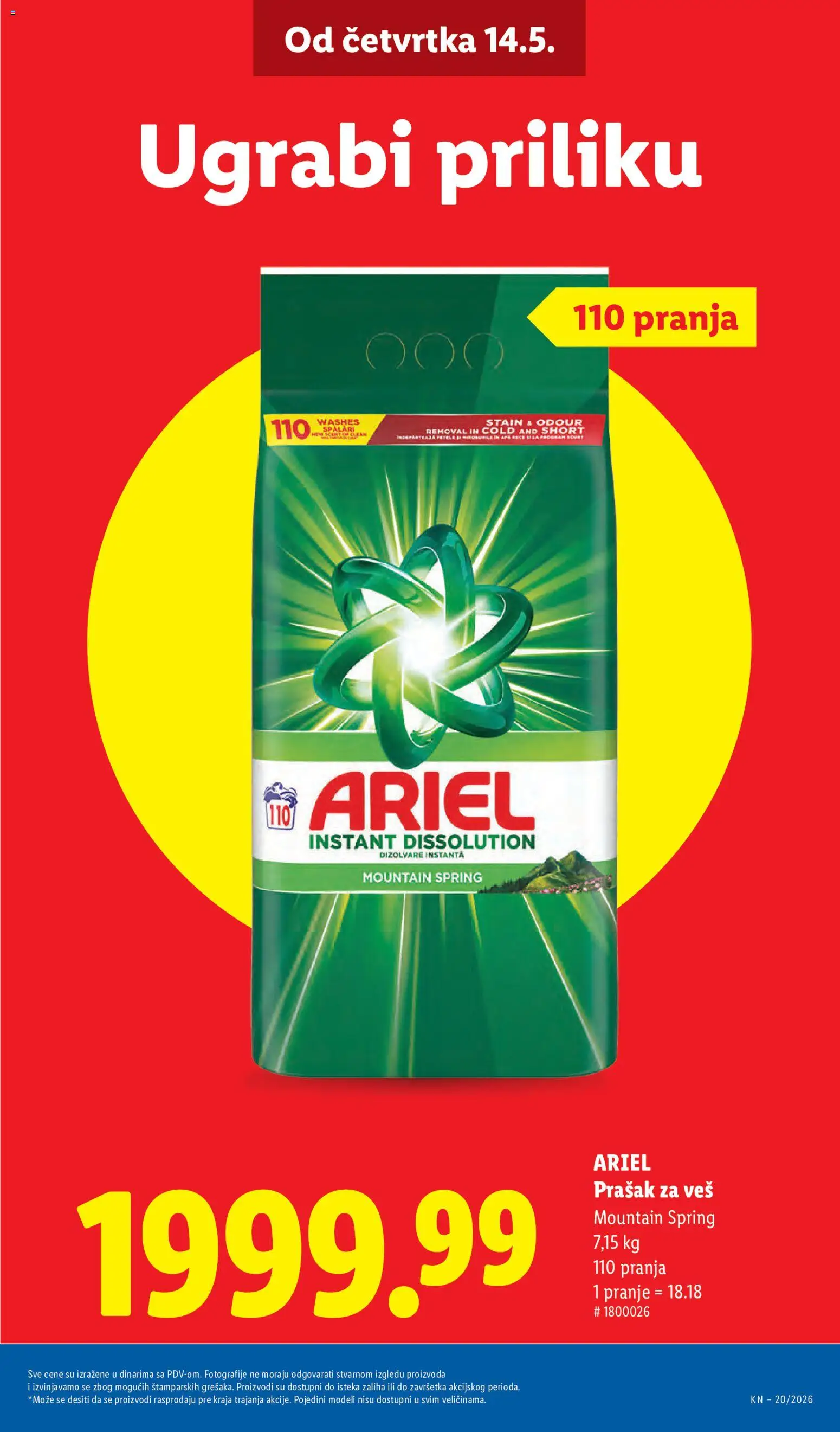Lidl katalog - važi od 14.05.2026 | Strana: 9 | Proizvode: Ariel, Prašak za veš