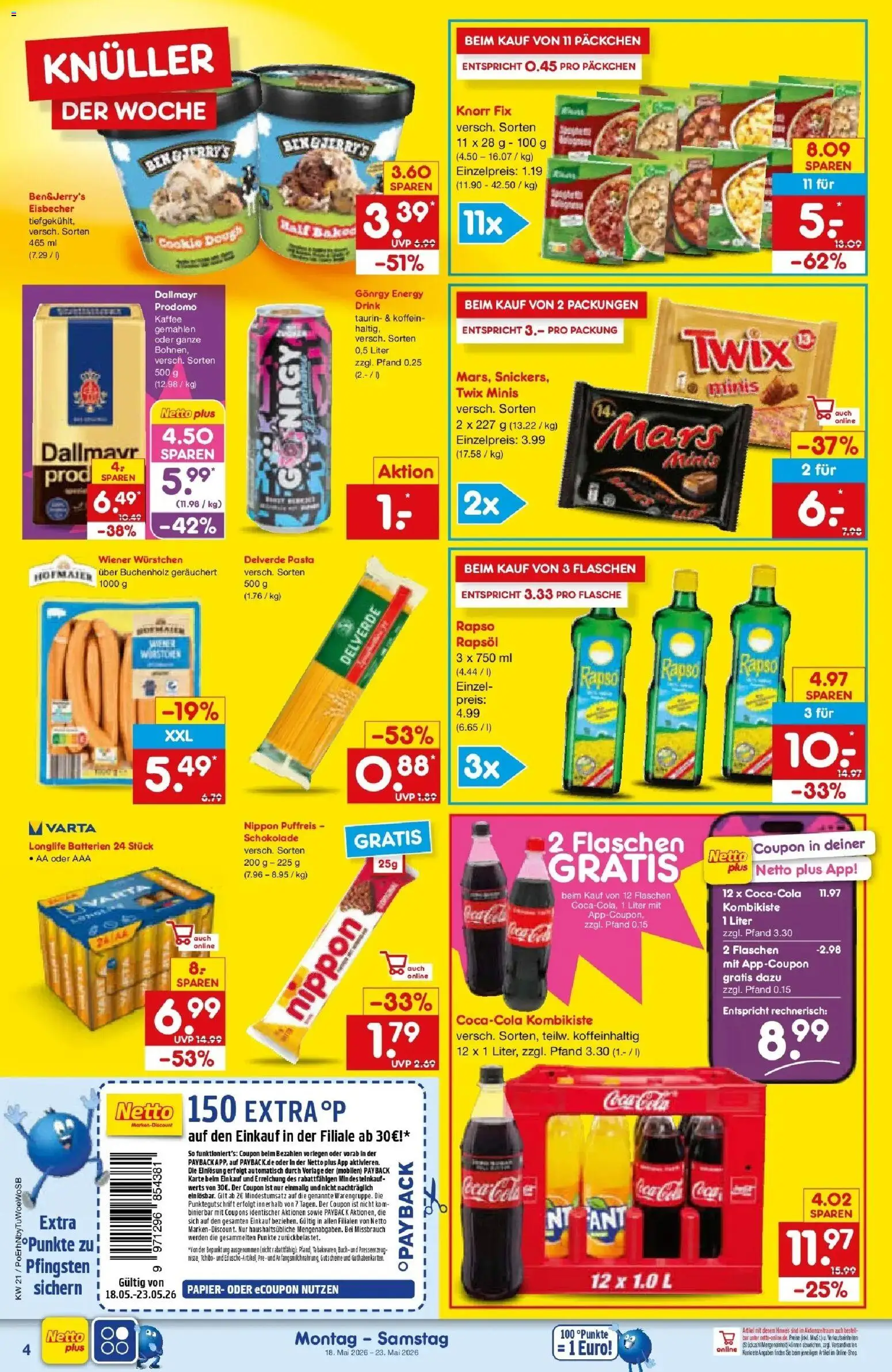 Netto Marken-Discount Prospekt Mannheim	 – gültig ab 17.05.2026 | Seite: 4 | Produkte: Kaffee, Rapsöl, Mars, Pasta