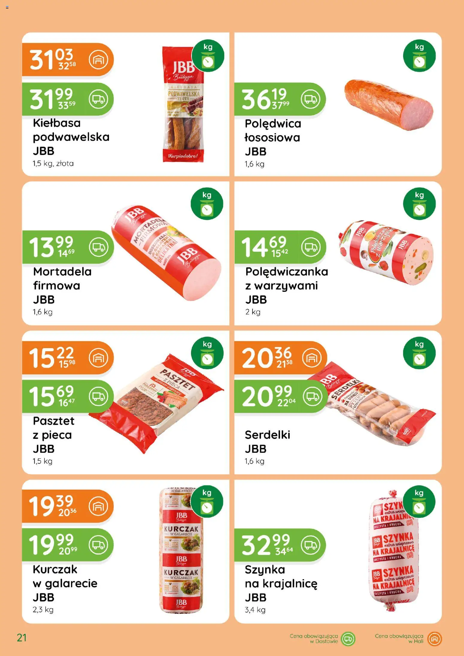 Eurocash gazetka - Katalog Wędlin od 01.10.2026 | Strona: 21 | Produkty: Kiełbasa, Mortadela, Szynka, Kiełbasa podwawelska