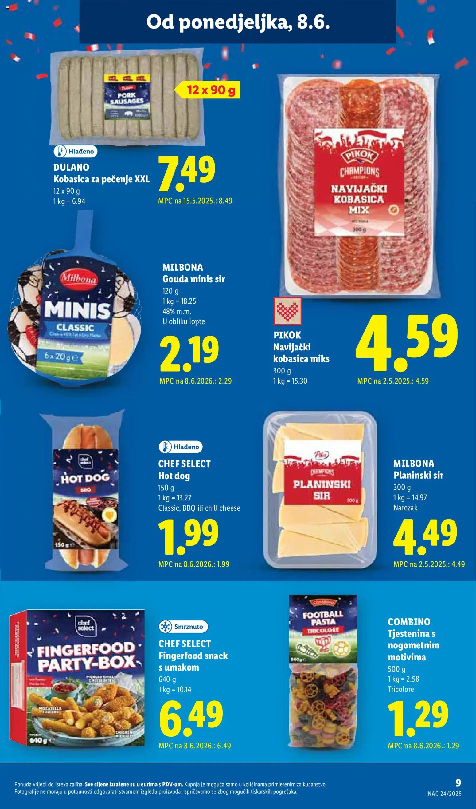 Lidl katalog | vrijedi od 08.06.2026 | Stranica: 9 | Proizvodi: Sir, Narezak, Tjestenina, Gouda
