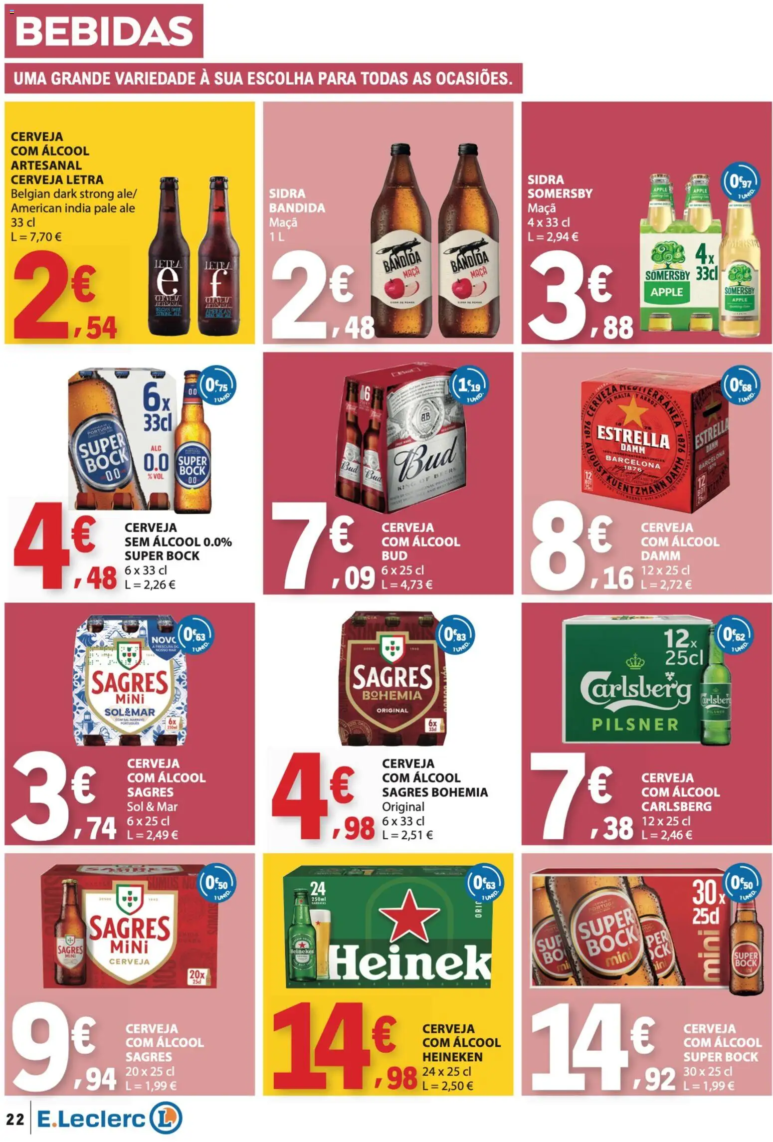 E.Leclerc folheto │ válido de 30.04.2026 | Página: 22 | Produtos: Super bock, Sal, Maça, Cerveja