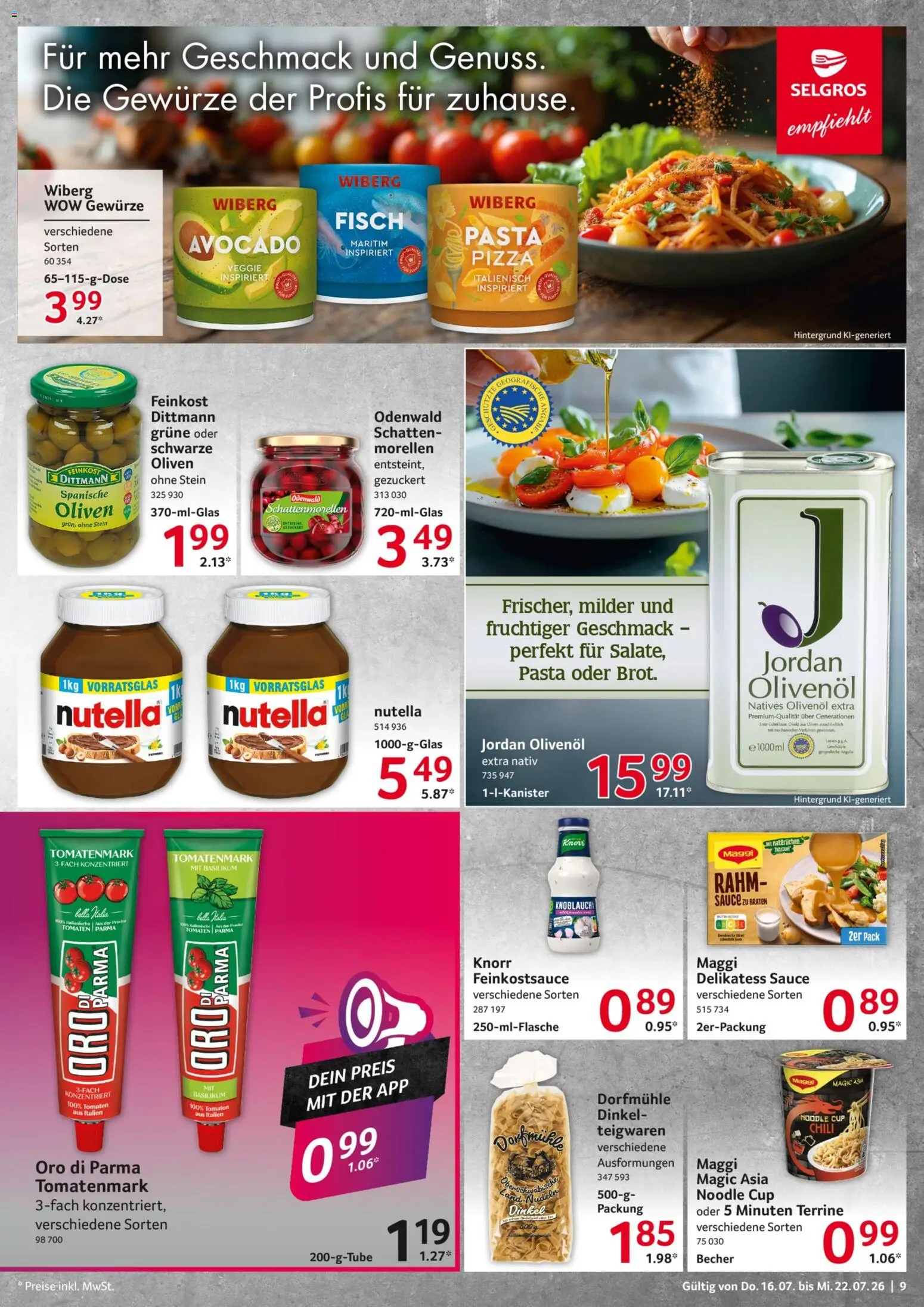 Selgros Prospekt – gültig ab 16.07.2026 | Seite: 9 | Produkte: Knorr, Gewürze, Chili, Pasta
