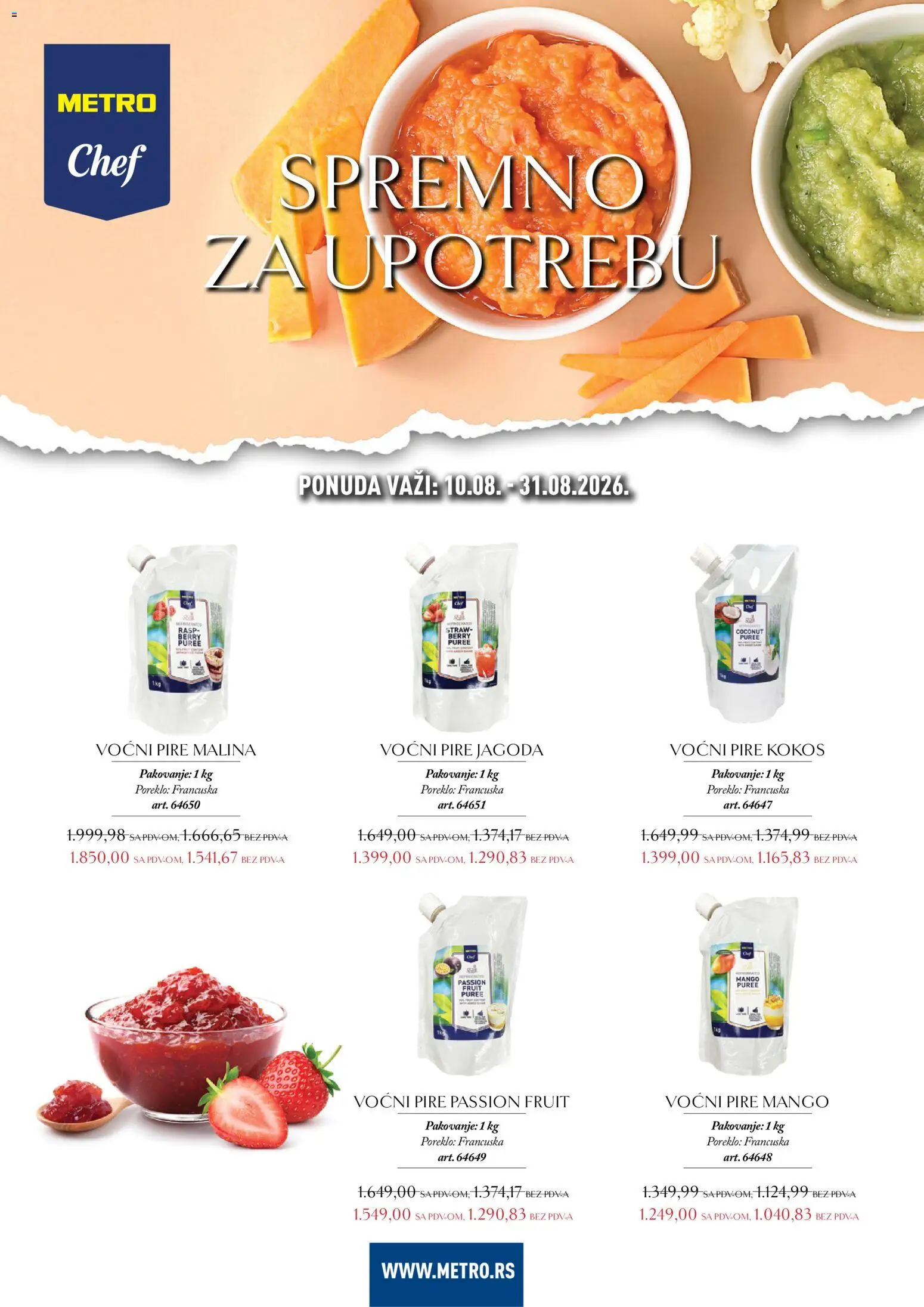Metro katalog - važi od 10.08.2026 | Strana: 1 | Proizvode: Mango, Kokos, Pakovanje, Pire