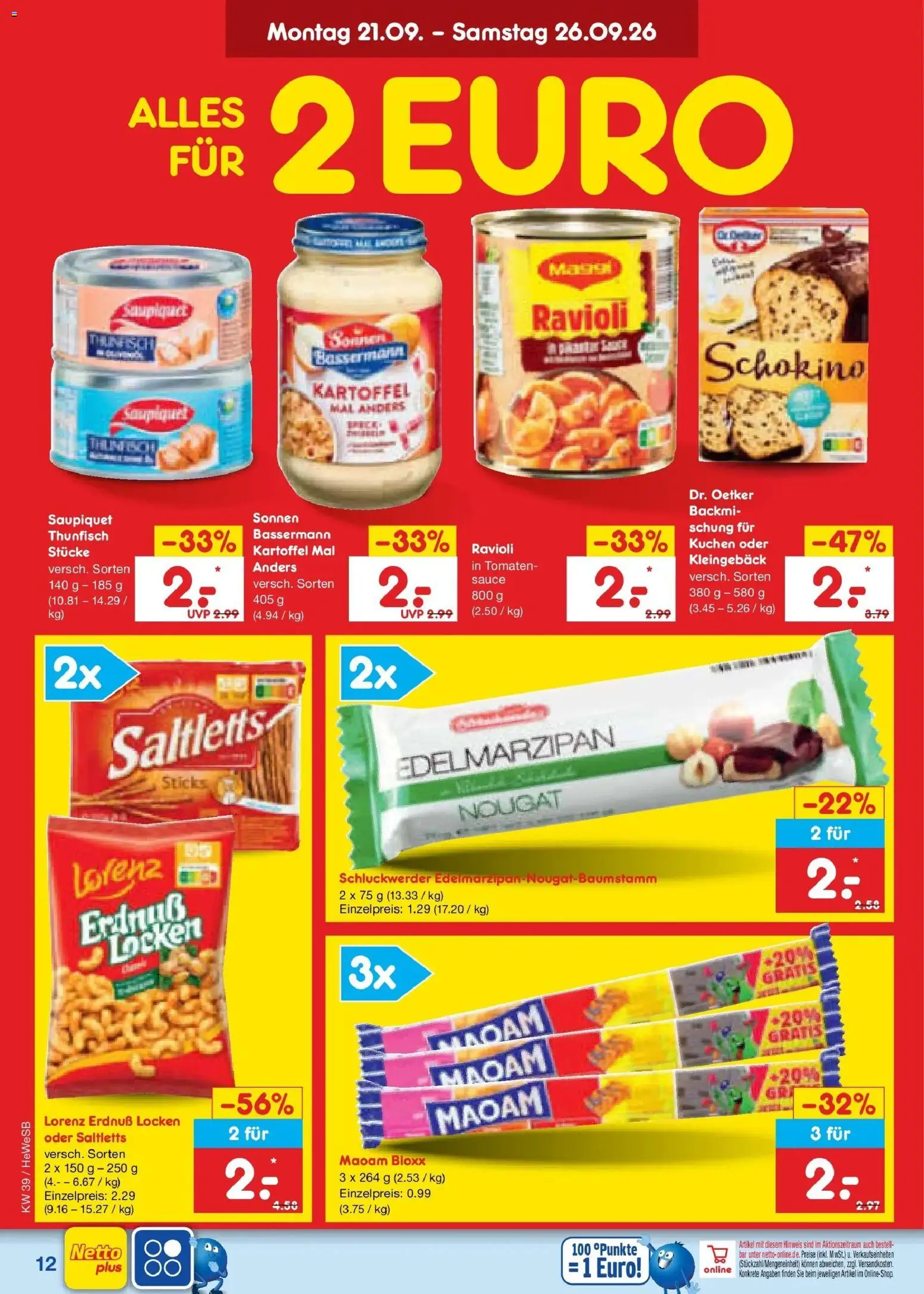 Netto Marken-Discount Prospekt Hamburg – gültig ab 21.09.2026 | Seite: 20 | Produkte: Thunfisch, Tomaten, Kuchen