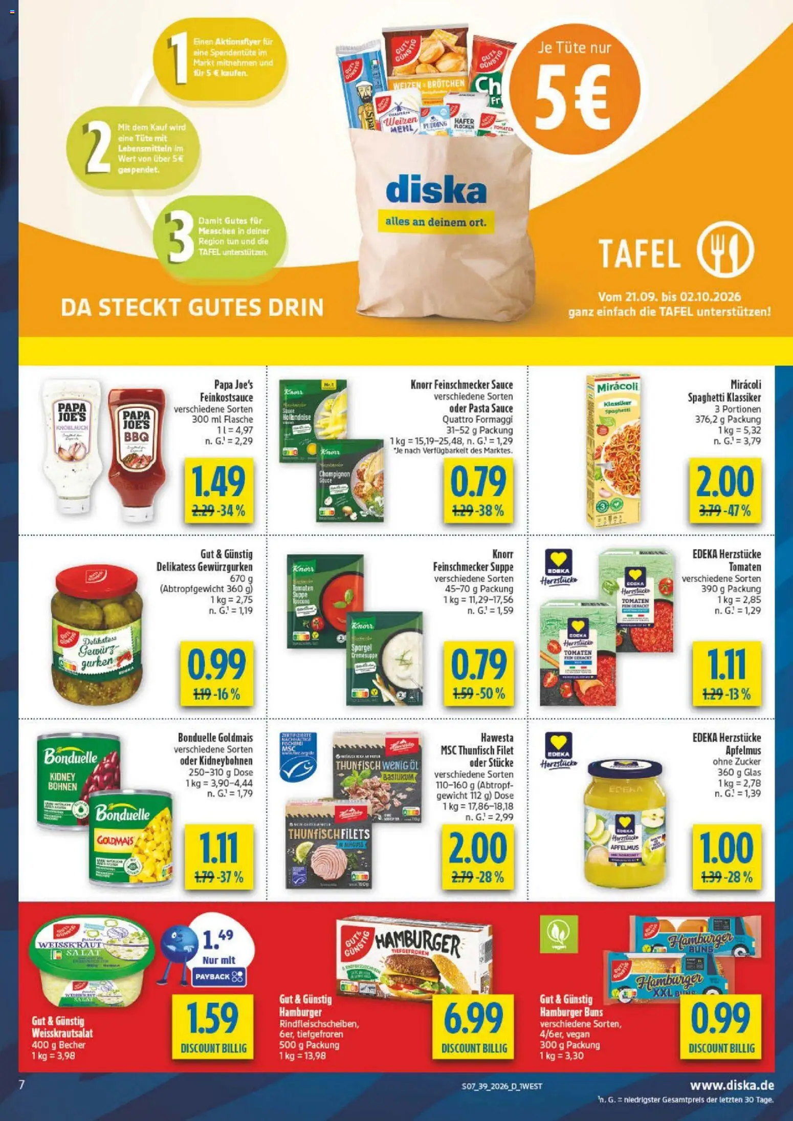 Diska Bayern – gültig ab 21.09.2026 | Seite: 11 | Produkte: Spaghetti, Knorr, Knoblauch, Gurken