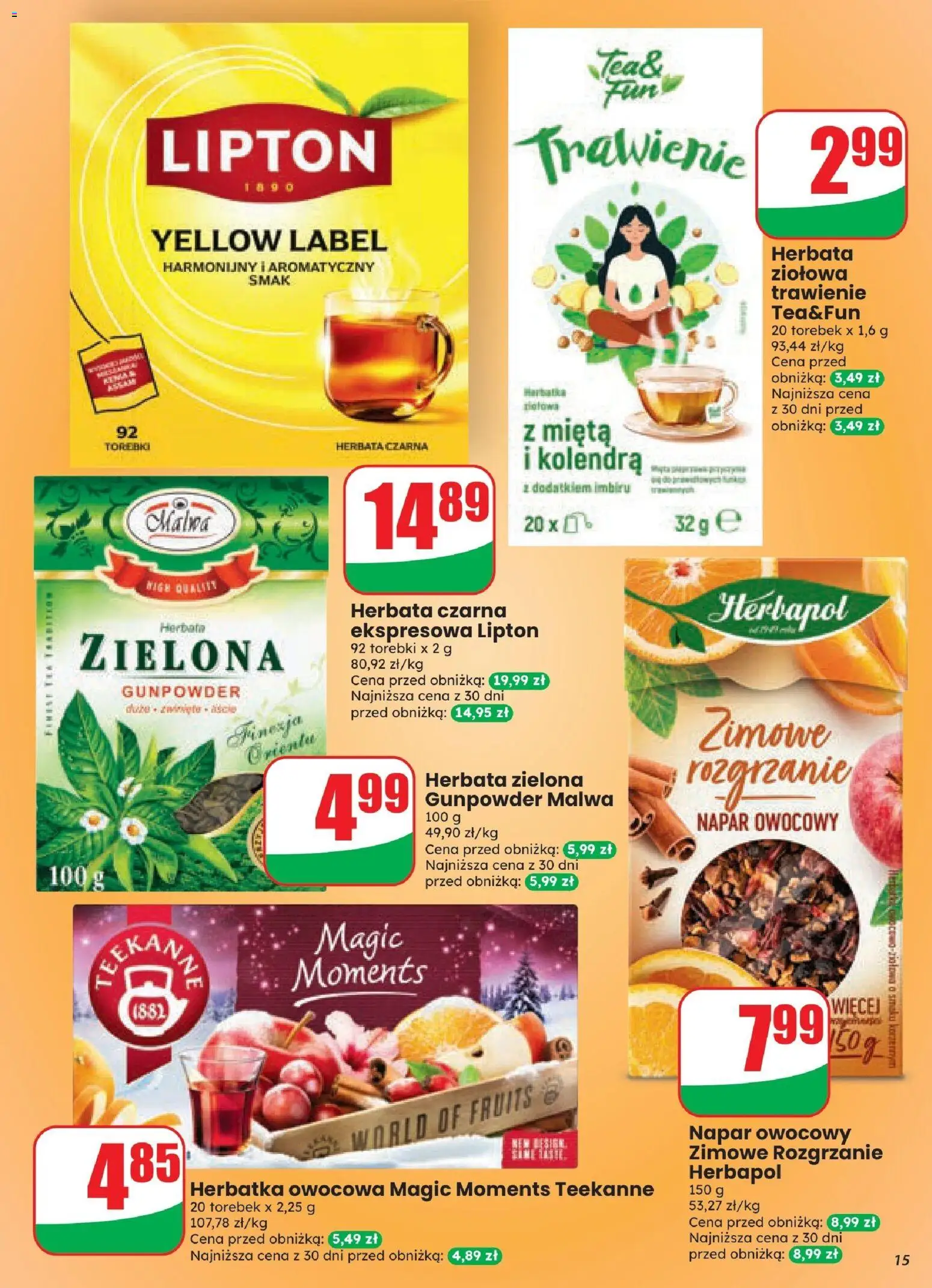 Dino gazetka od 21.10.2026 | Strona: 15 | Produkty: Mięta, Kolendra, Herbata, Lipton 92 torebki