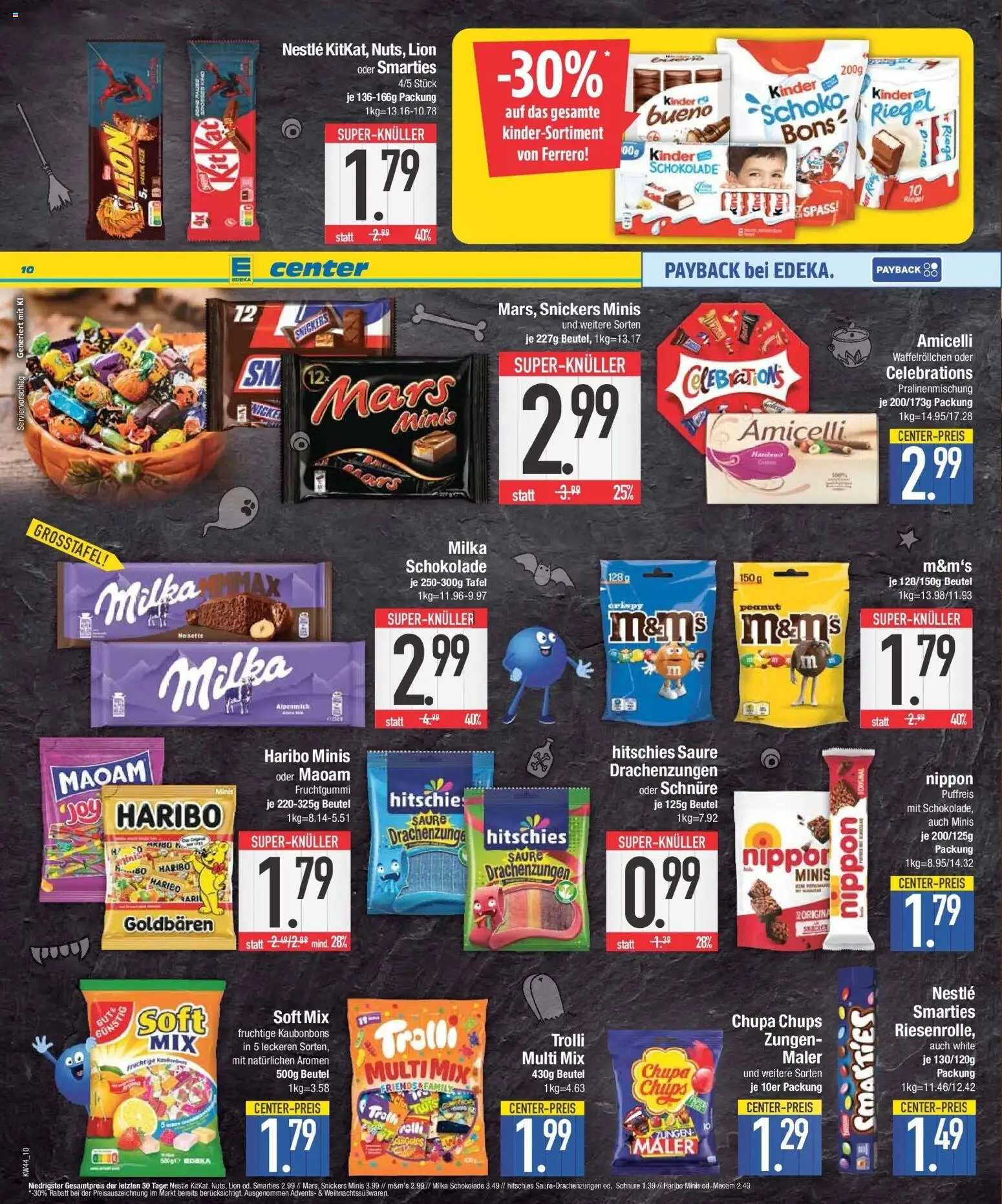 E center Prospekt Unterhaching (ab 26.10.2026) zum Blättern | Seite: 10 | Produkte: Haribo, Smarties, Celebrations, Snickers
