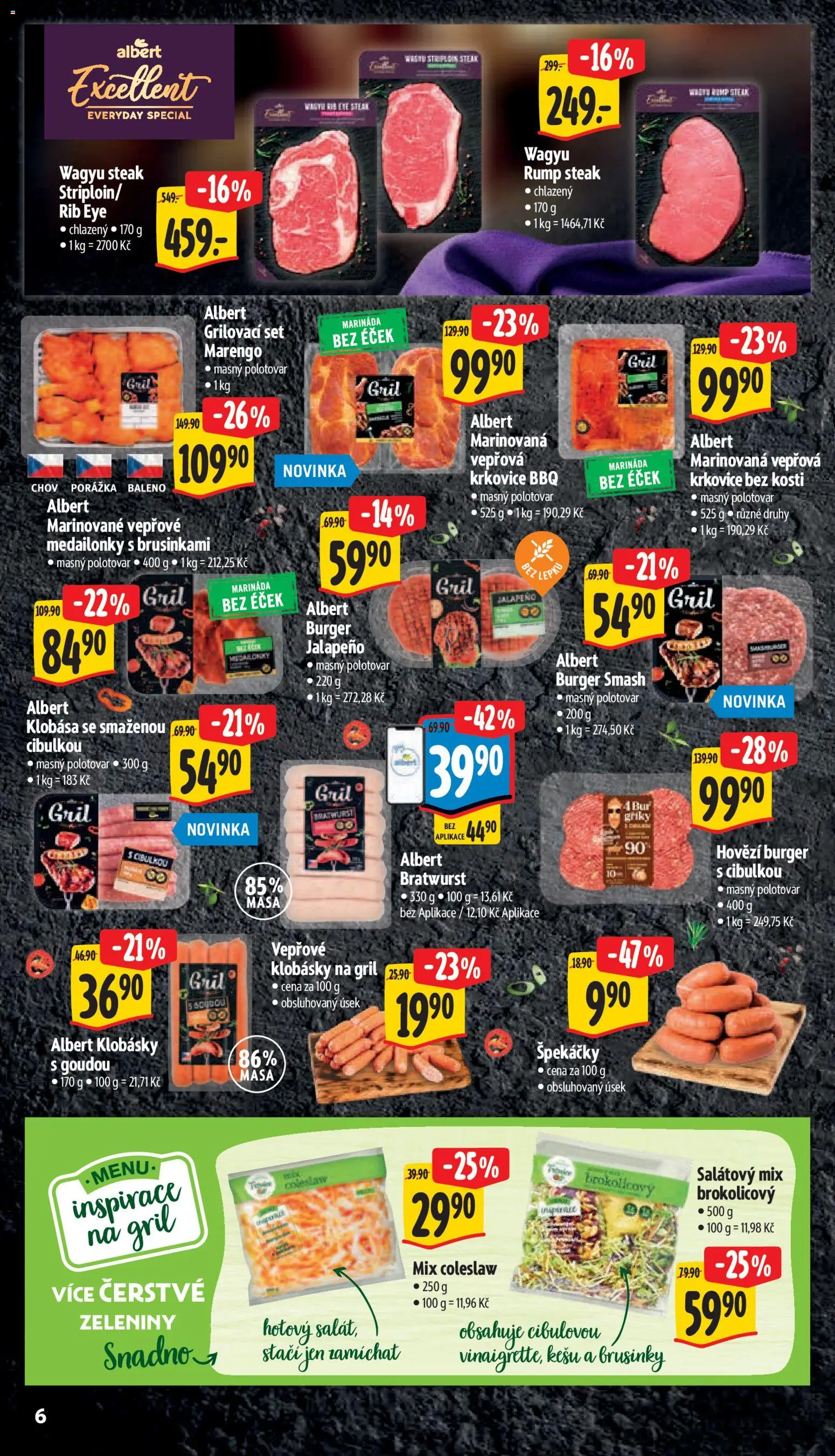Albert leták - Supermarket - Ostrava od 22.07.2026 | Strana: 16 | Produkty: Steak, Krkovice, Klobásky, Marináda