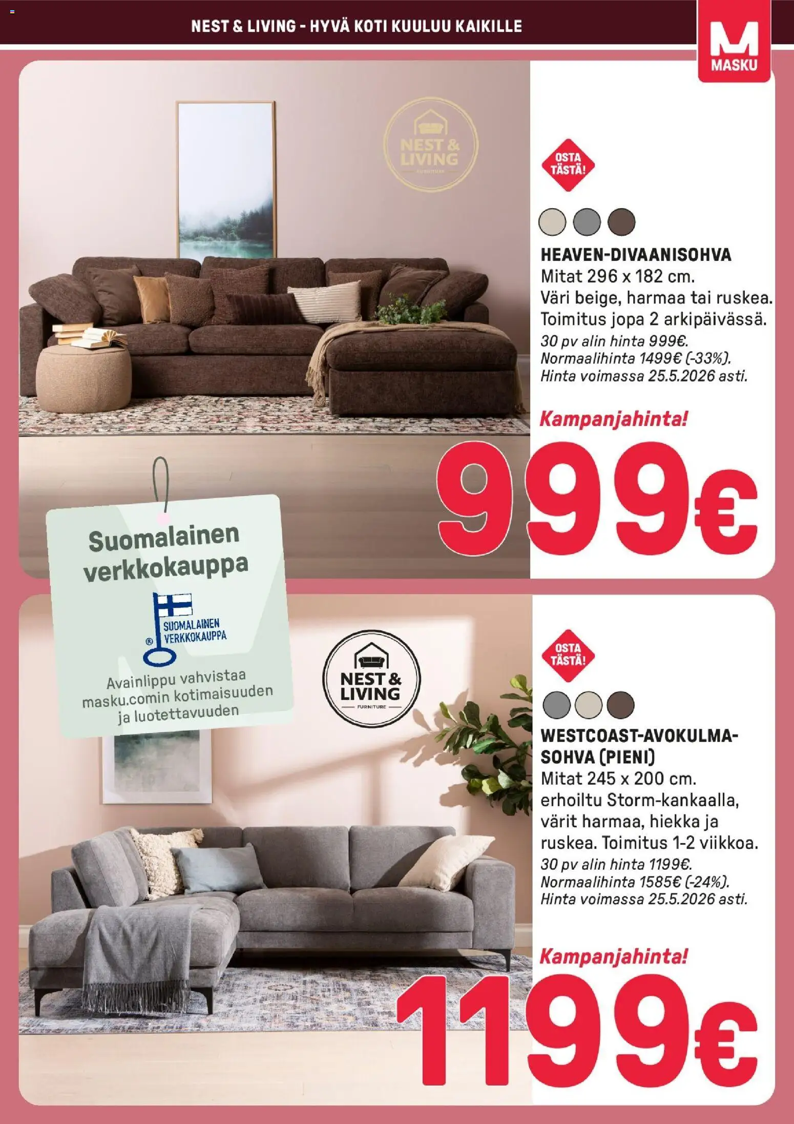 Masku tarjoukset – voimassa 15/05/2026 alkaen | Sivu: 7 | Tuotteet: Sohva