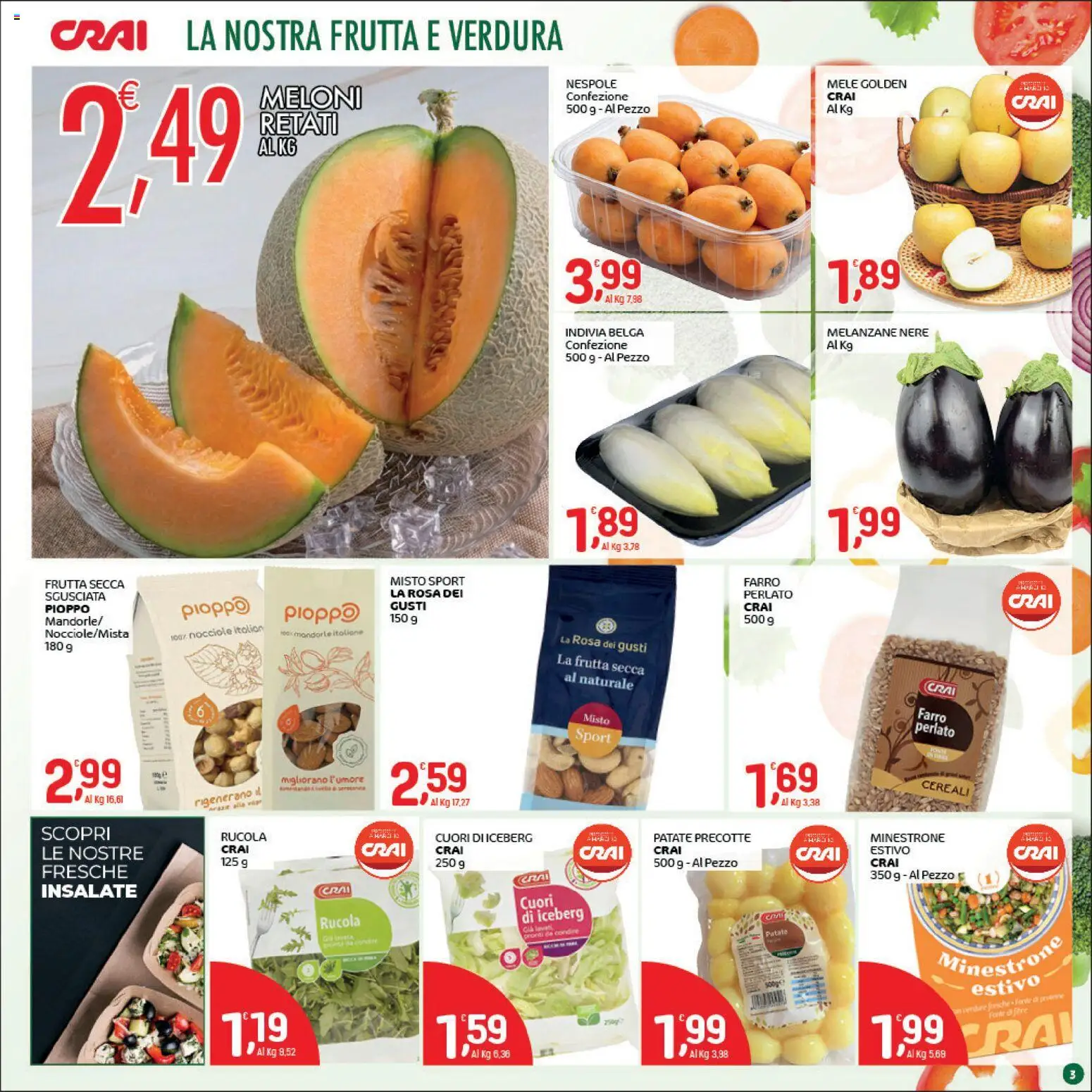 Volantino CRAI del 14.05.2026 | Pagina: 3 | Prodotti: Minestrone, Mele, Rucola, Farro