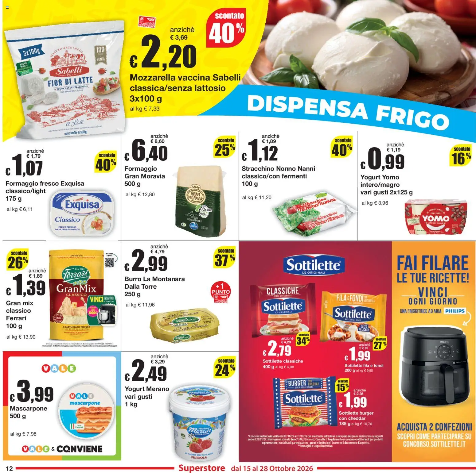 Volantino Sì con Te del 15/10/2026 | Pagina: 12 | Prodotti: Yogurt, Formaggio, Stracchino, Formaggio fresco