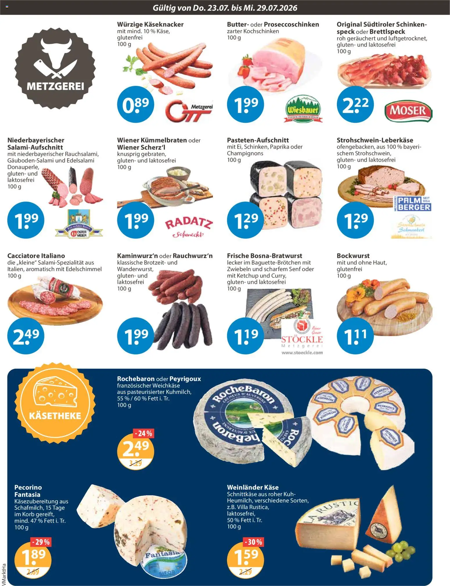 V-Markt Angebote – gültig ab 23.07.2026 | Seite: 2 | Produkte: Butter, Käse, Korb, Champignons